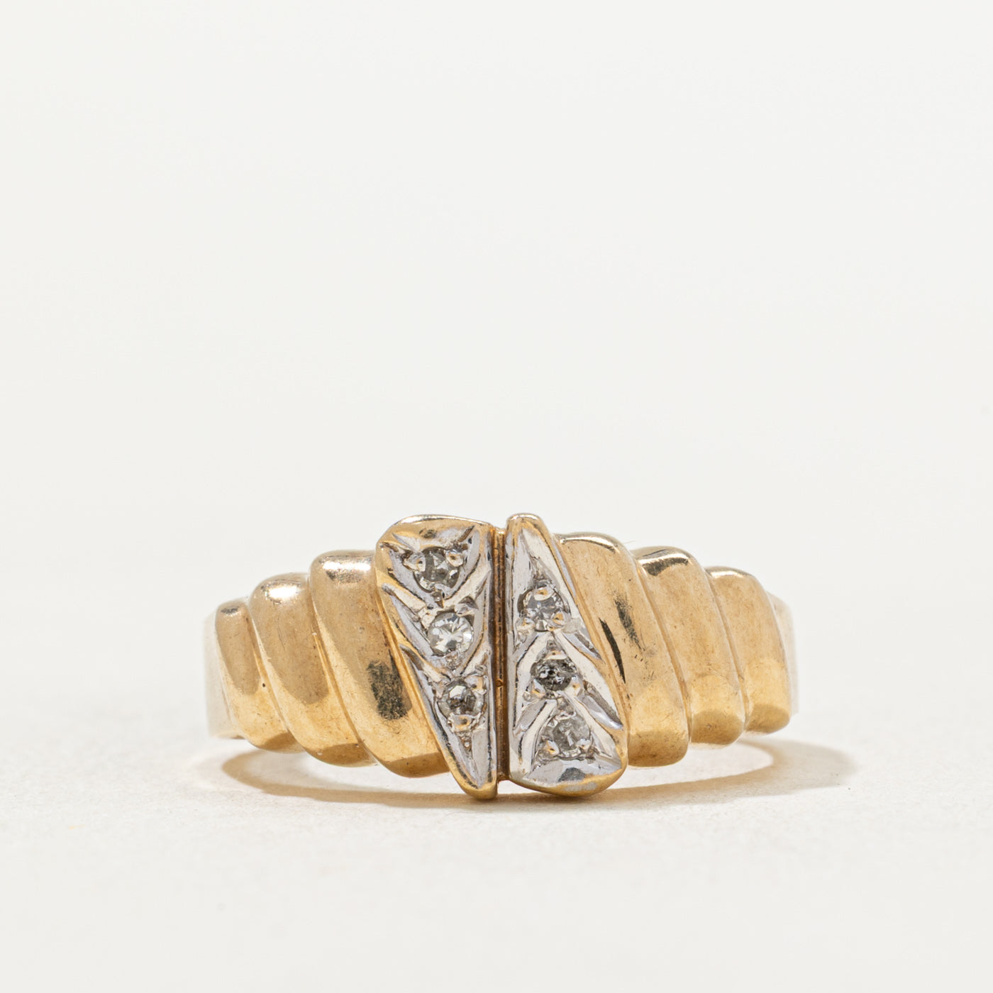 Diamond Grooved Tapered Ring | 0.03ctw | SZ 4