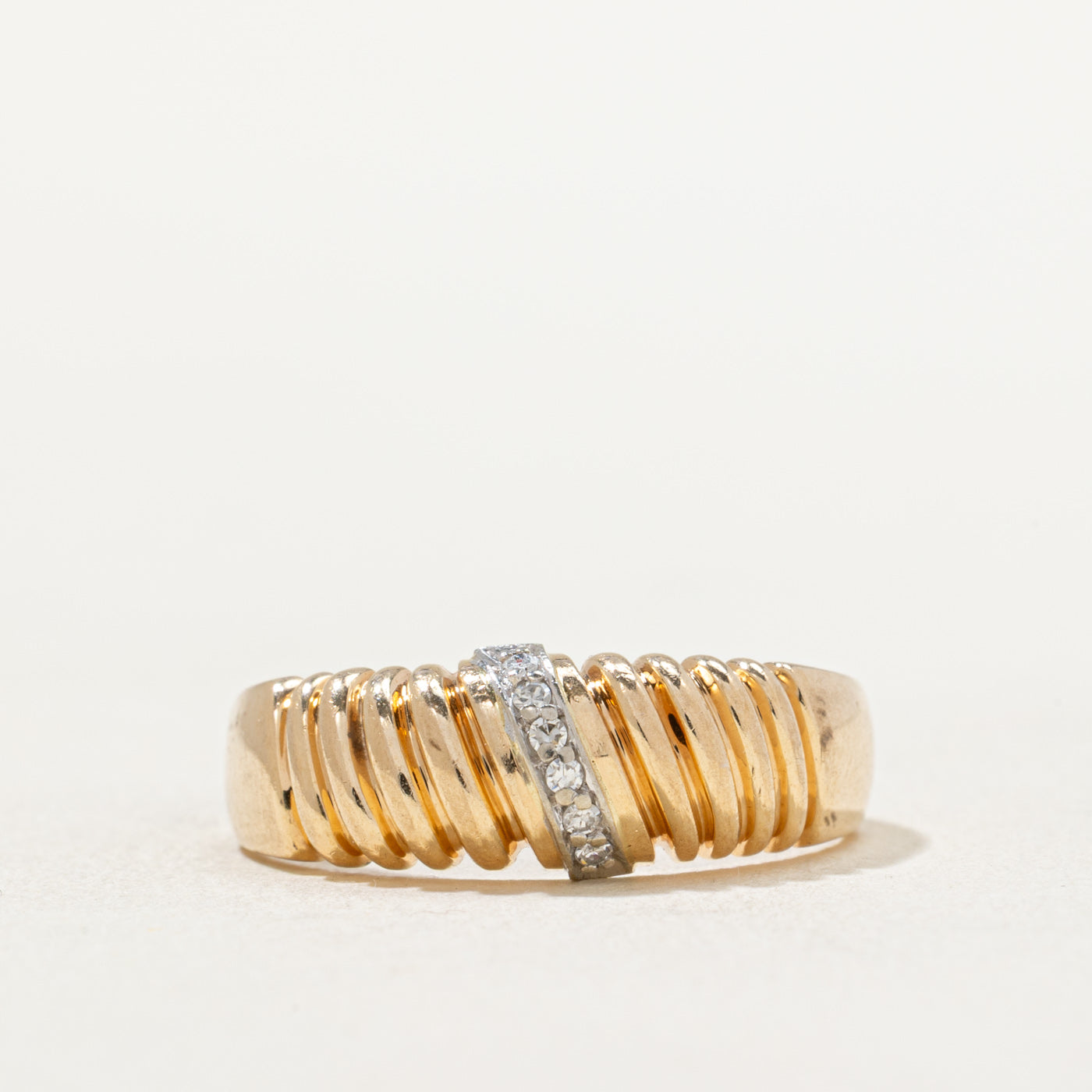 Diagonal Diamond Grooved Ring | 0.03ctw | SZ 8.5
