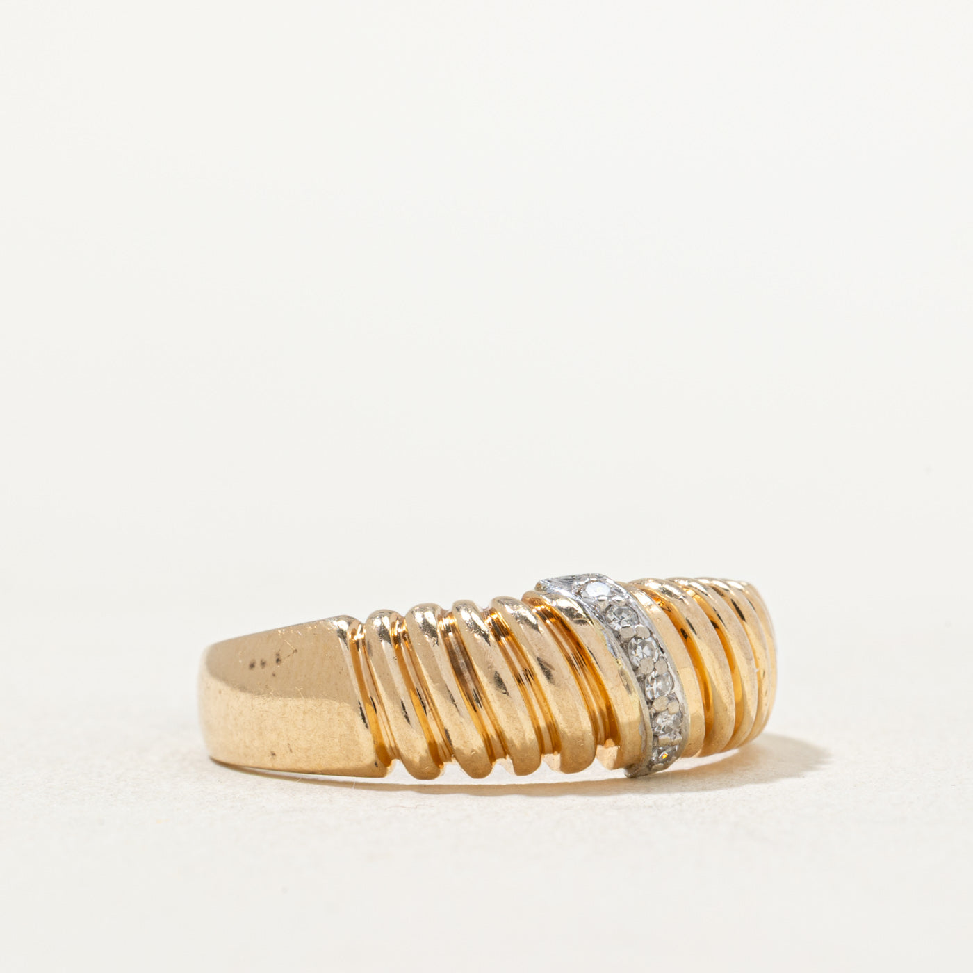Diagonal Diamond Grooved Ring | 0.03ctw | SZ 8.5