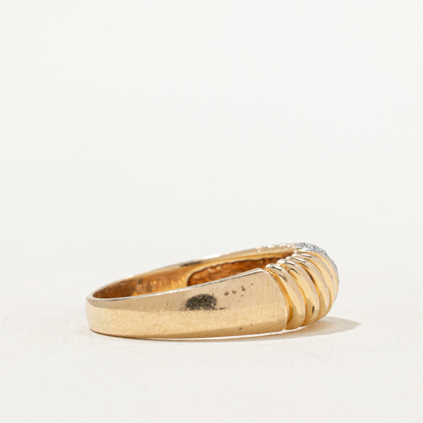 Diagonal Diamond Grooved Ring | 0.03ctw | SZ 8.5