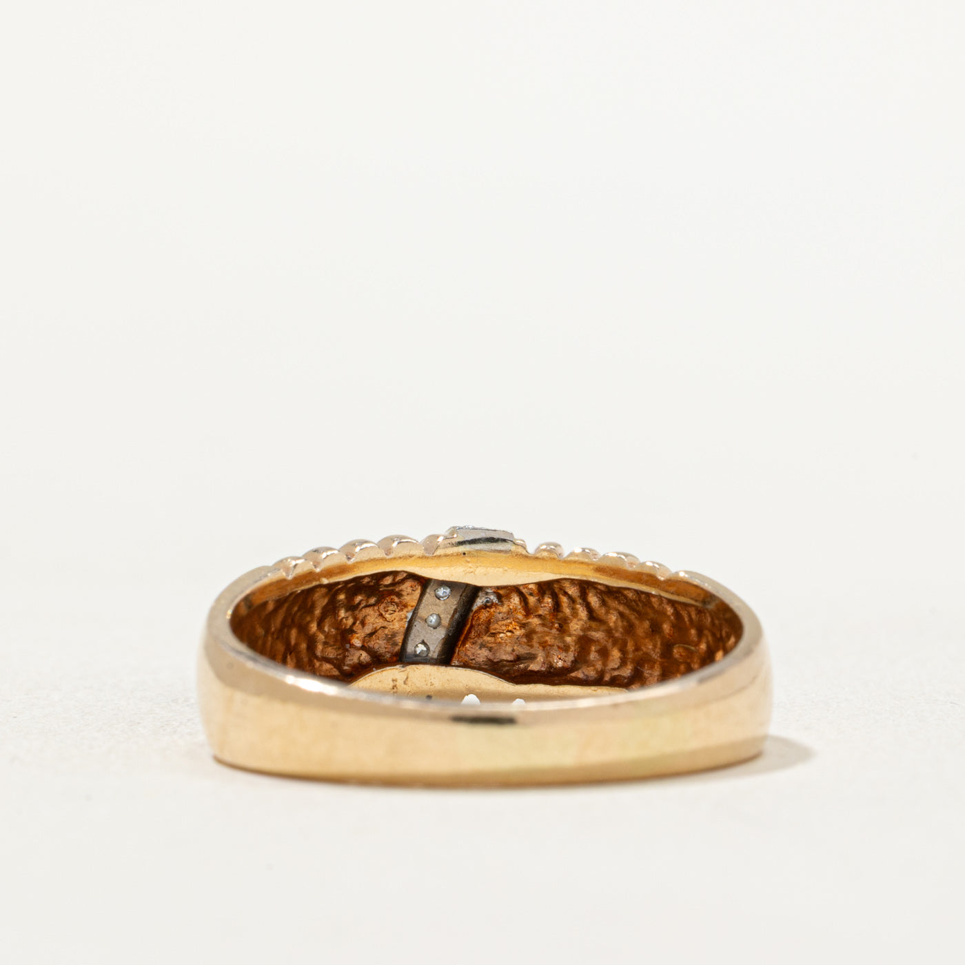Diagonal Diamond Grooved Ring | 0.03ctw | SZ 8.5