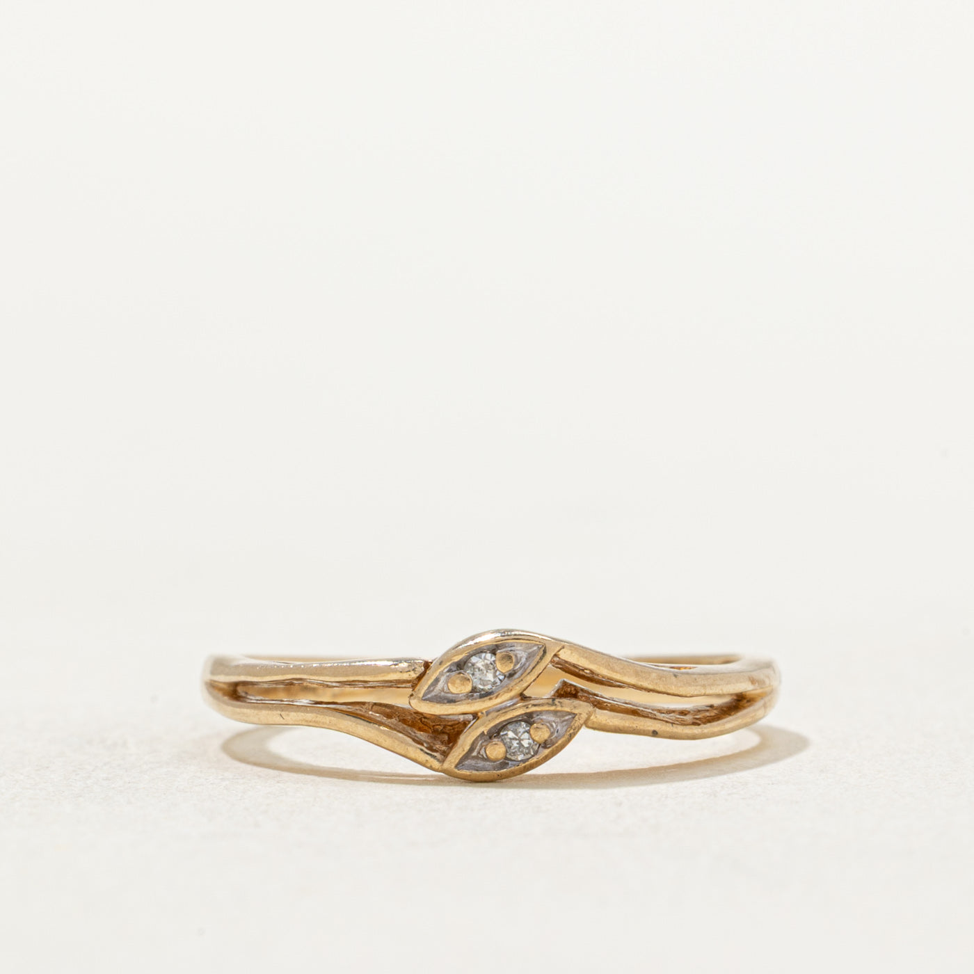 Two Stone Diamond Grooved Ring | 0.01ctw | SZ 6.25
