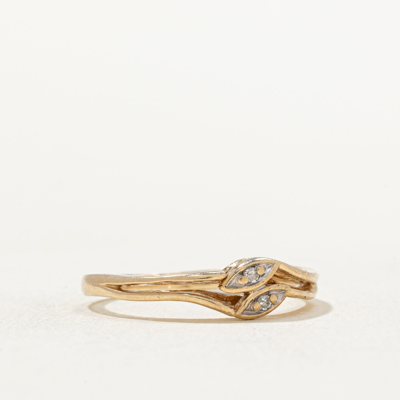 Two Stone Diamond Grooved Ring | 0.01ctw | SZ 6.25