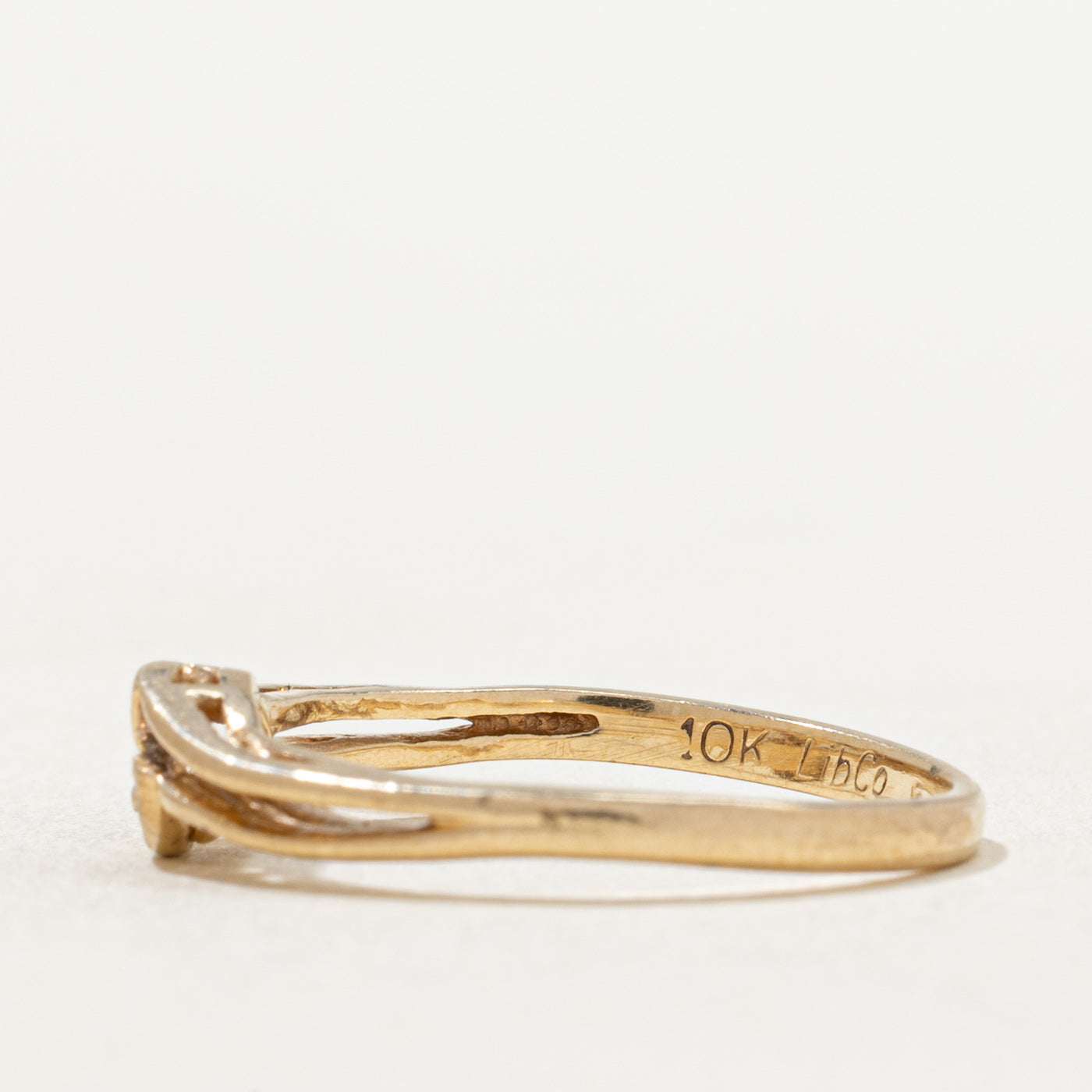 Two Stone Diamond Grooved Ring | 0.01ctw | SZ 6.25