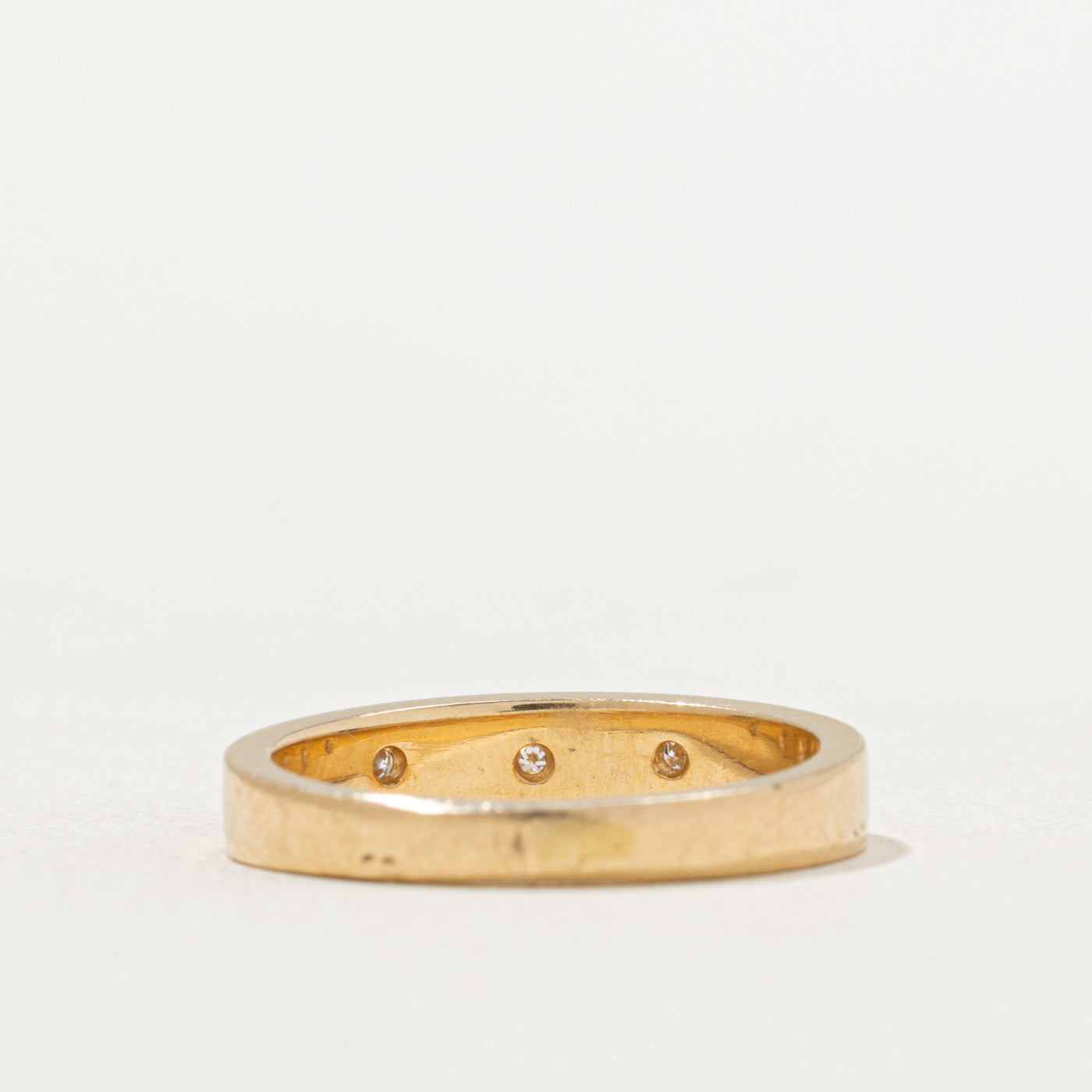 Three Stone Diamond Textured Band | 0.015ctw | SZ 5.5