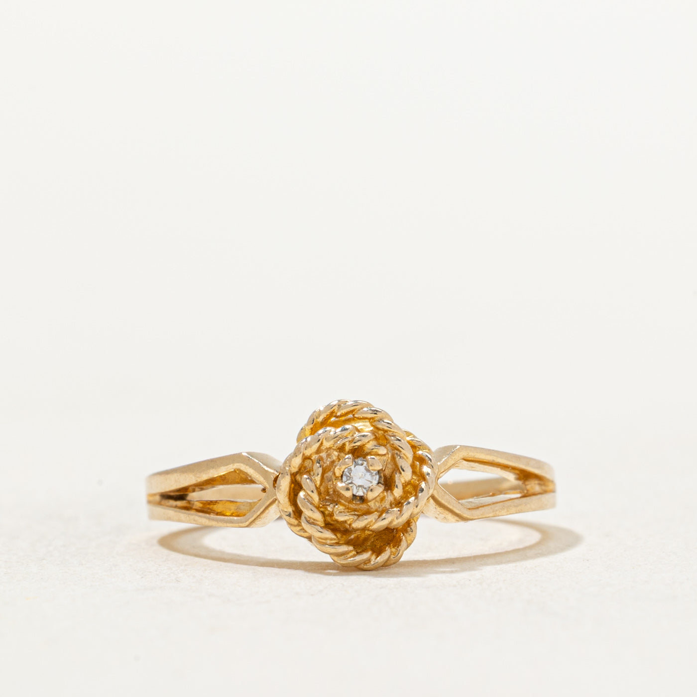 Single Stone Diamond Flower Tapered Ring | 0.015ct | SZ 3.75