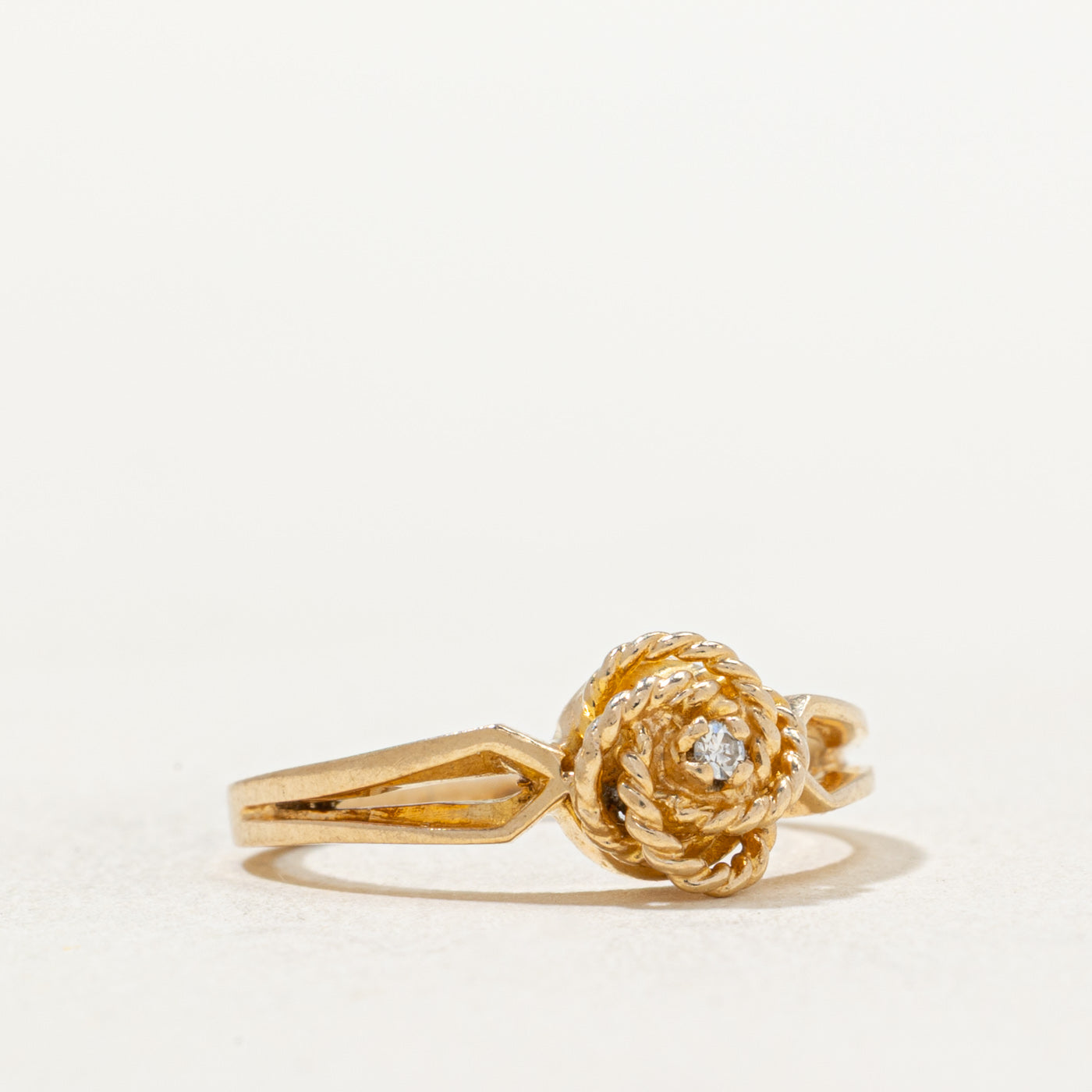 Single Stone Diamond Flower Tapered Ring | 0.015ct | SZ 3.75