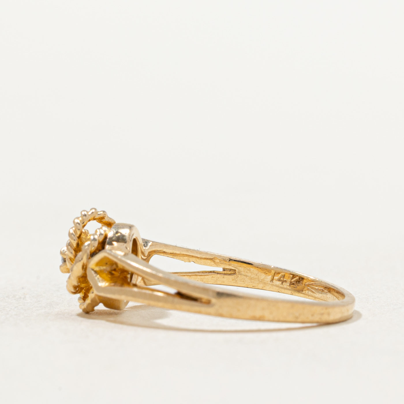 Single Stone Diamond Flower Tapered Ring | 0.015ct | SZ 3.75