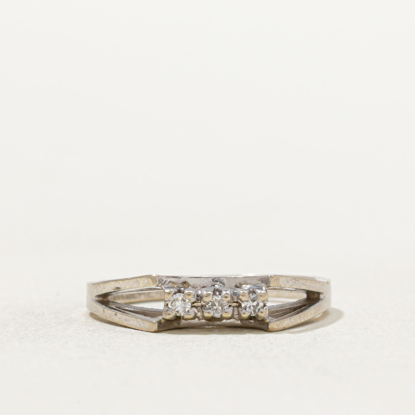 Three Stone Diamond Open Shank Ring | 0.03ctw | SZ 5