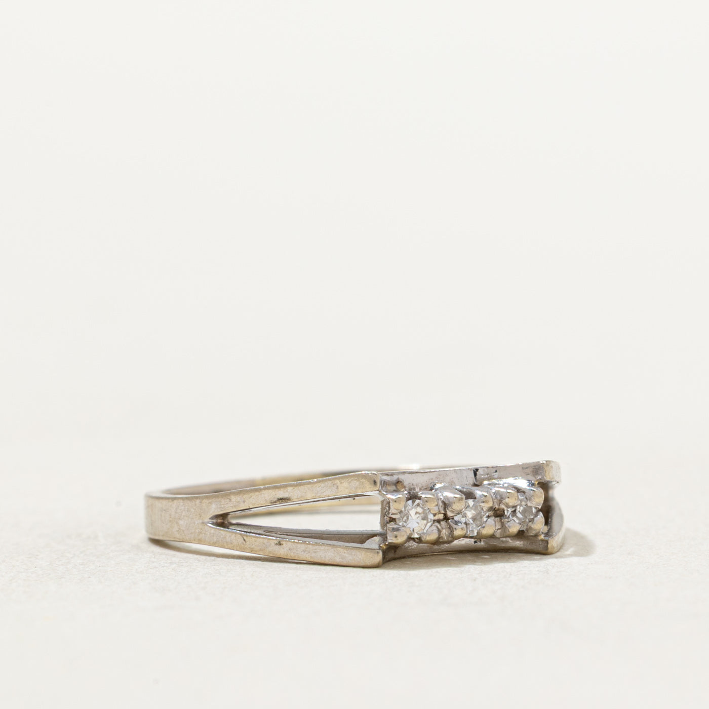 Three Stone Diamond Open Shank Ring | 0.03ctw | SZ 5