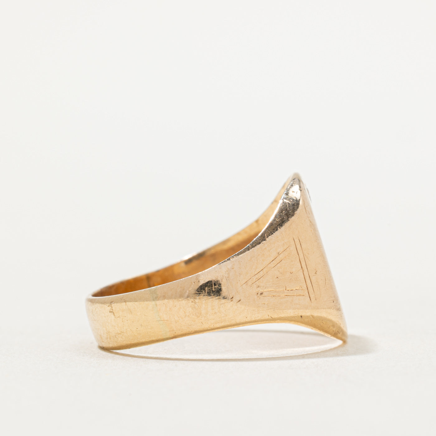 Single Diamond 'RAM' Initial Signet Ring | 0.04ct | SZ 11.25