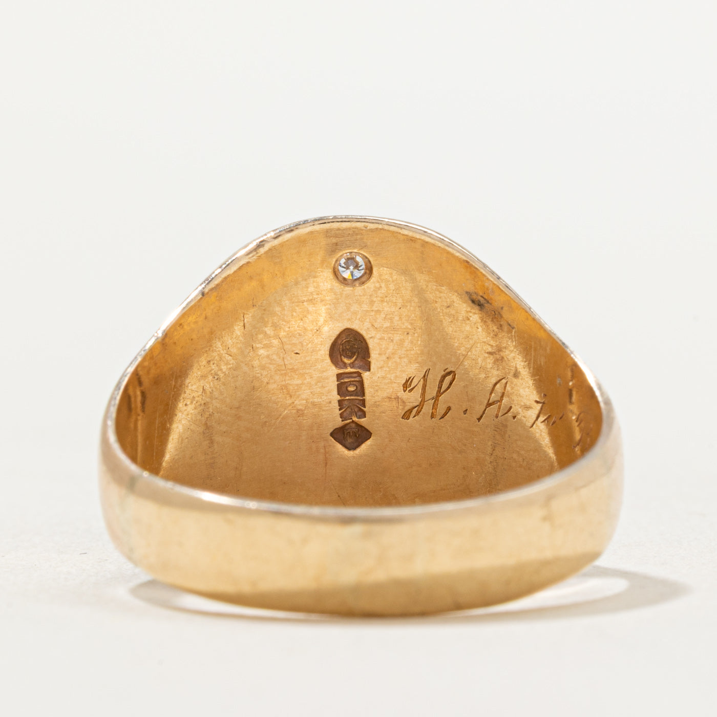 Single Diamond 'RAM' Initial Signet Ring | 0.04ct | SZ 11.25