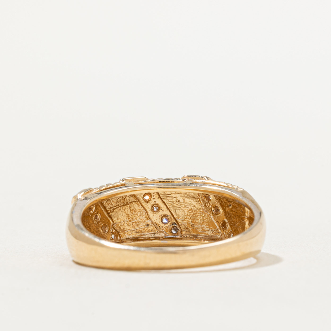 Diagonal Set Diamond Textured Band | 0.07ctw | SZ 8.5