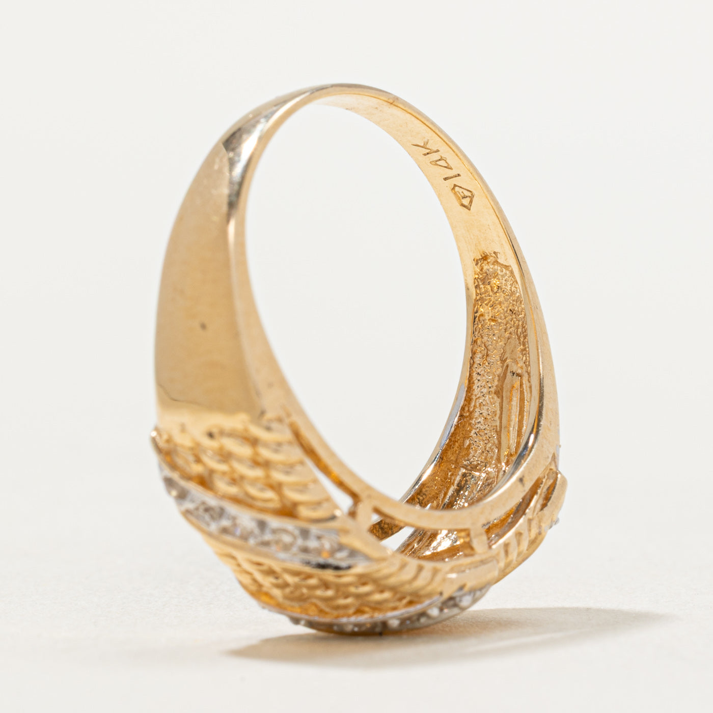 Diagonal Set Diamond Textured Band | 0.07ctw | SZ 8.5