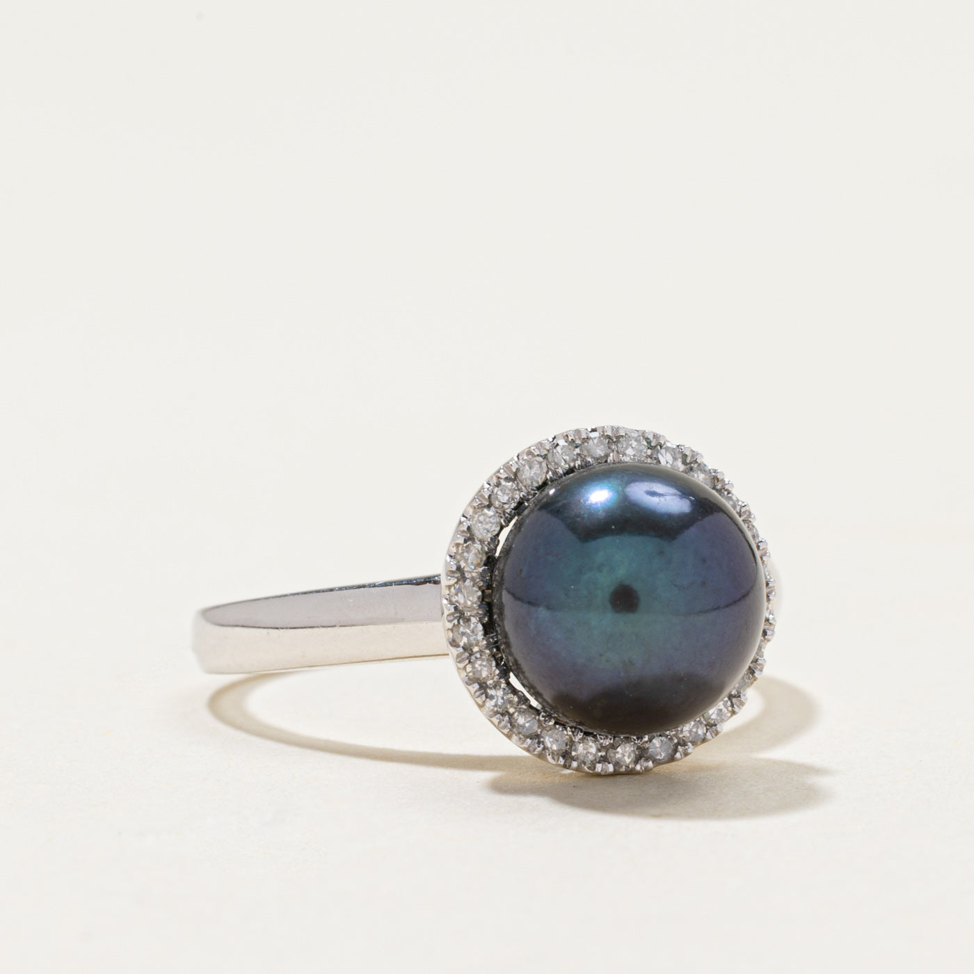 'Effy' 14k Tahitian Pearl & Diamond Halo Ring | 0.14ctw | SZ 7
