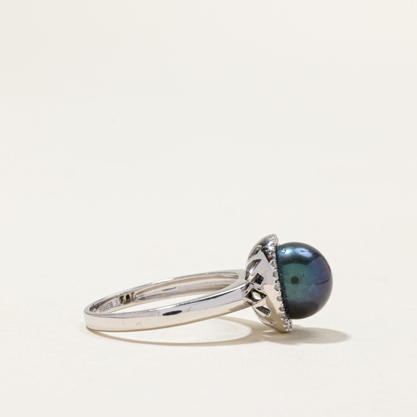 'Effy' 14k Tahitian Pearl & Diamond Halo Ring | 0.14ctw | SZ 7