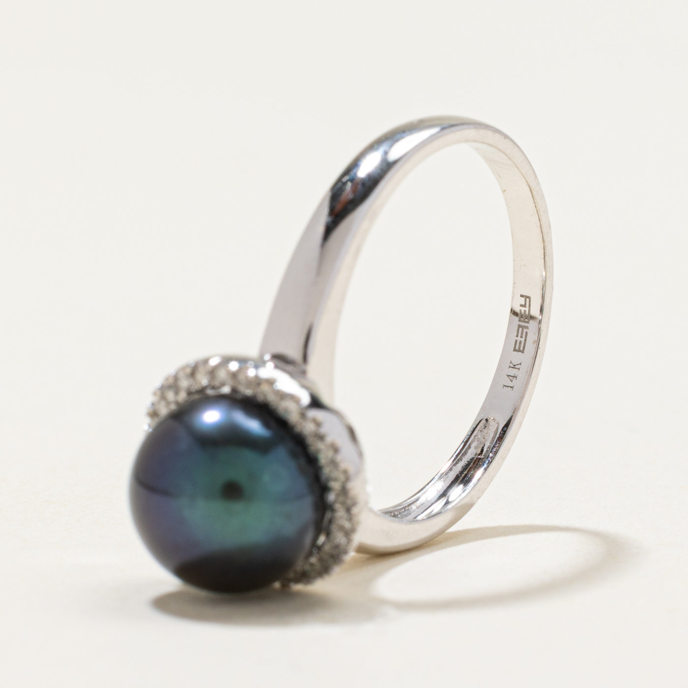 'Effy' 14k Tahitian Pearl & Diamond Halo Ring | 0.14ctw | SZ 7