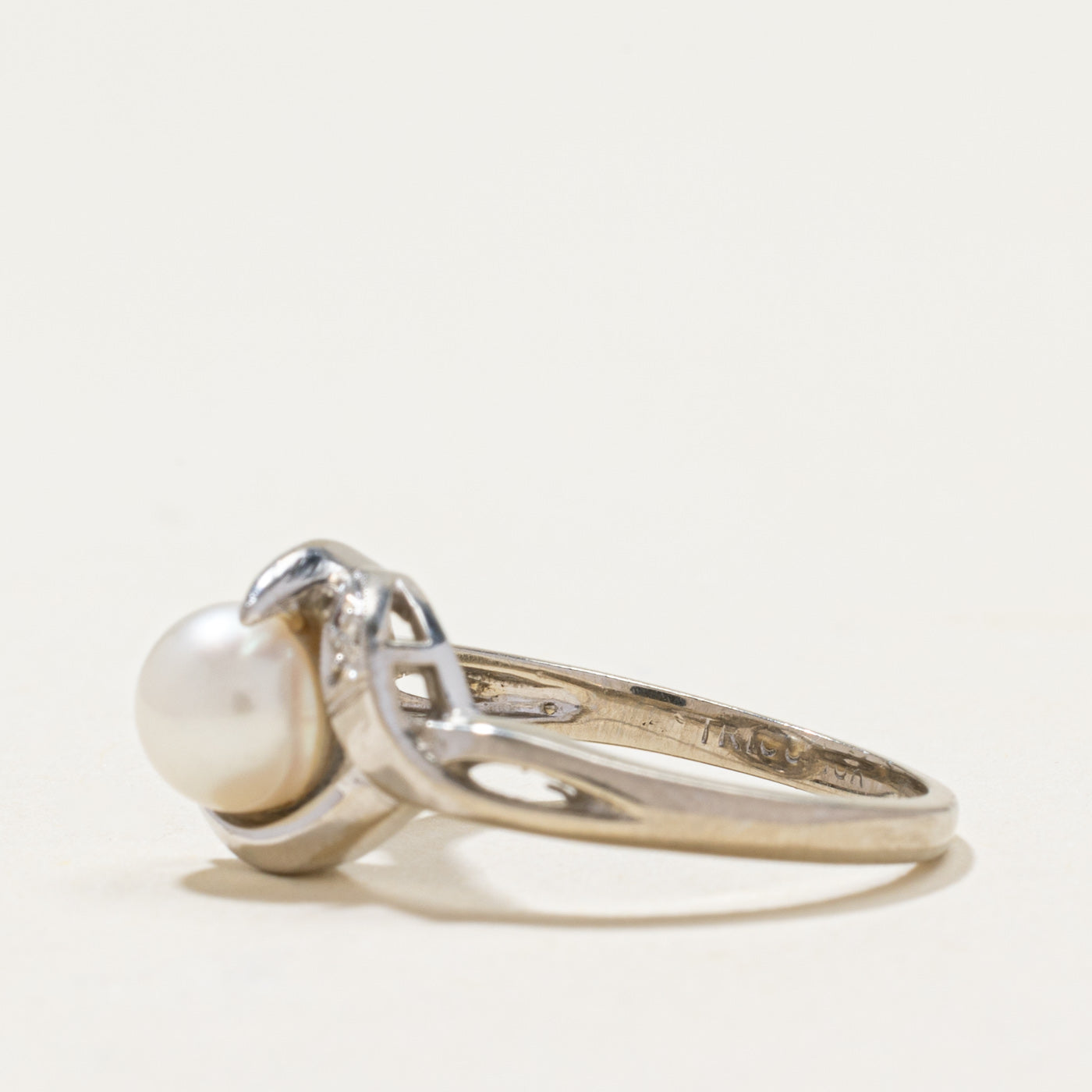 Pearl & Diamond Bypass Ring | 0.02ctw | SZ 5.5
