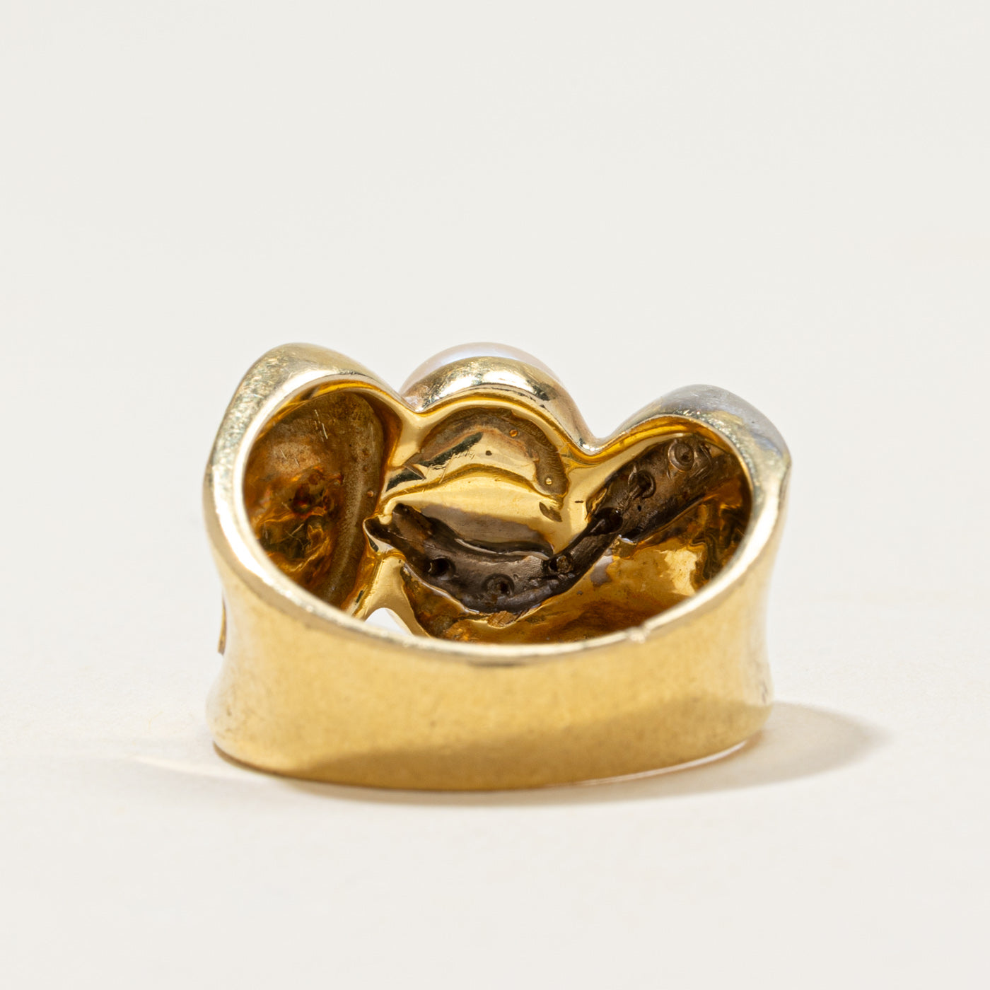 Pearl & Diamond Cocktail Ring | 0.05ctw | SZ 7.5