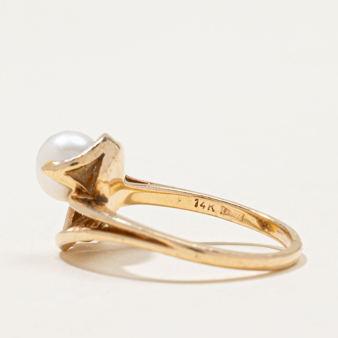 Pearl & Diamond Abstract Ring | 0.02ct | SZ 6.5