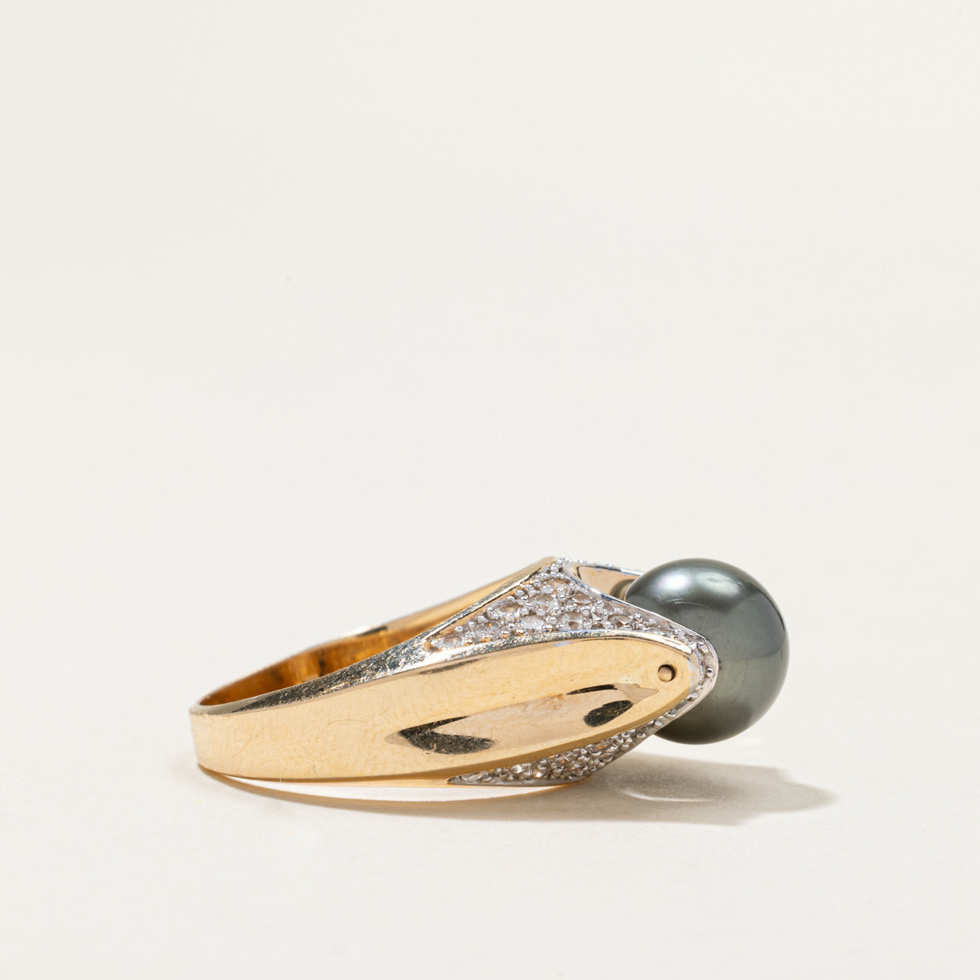 Kinetic Pearl & Diamond Cocktail Ring | 0.92ctw | SZ 8.75