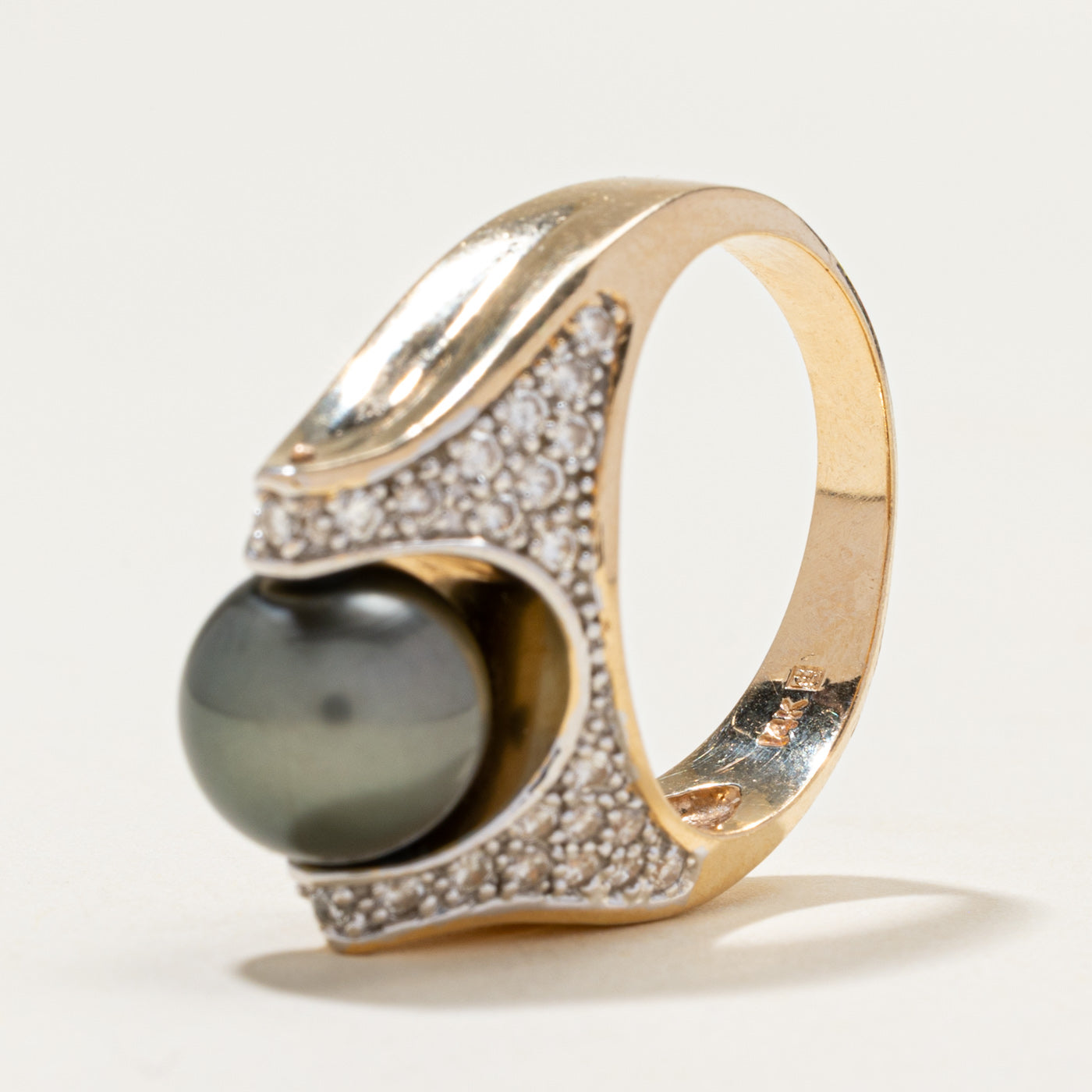 Kinetic Pearl & Diamond Cocktail Ring | 0.92ctw | SZ 8.75