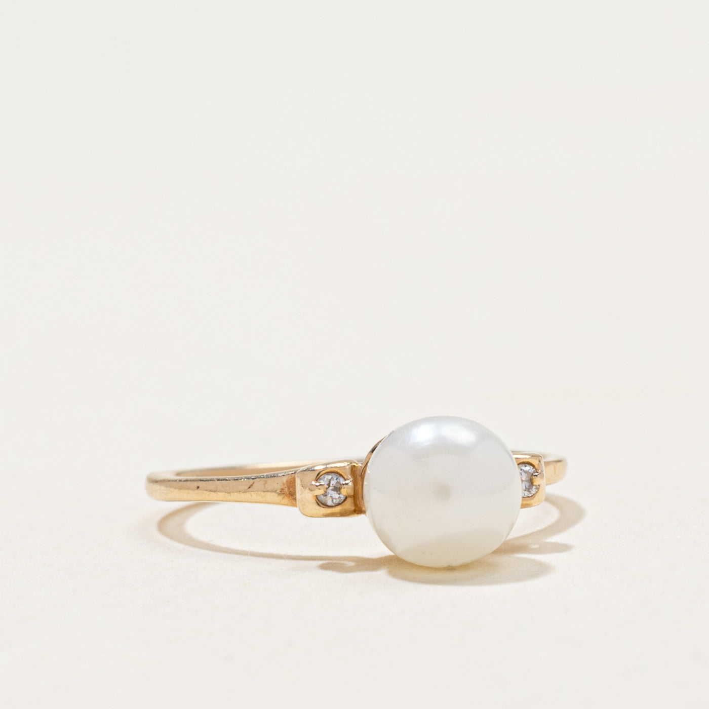 Pearl & Diamond Petite Ring | 0.02ctw | SZ 5