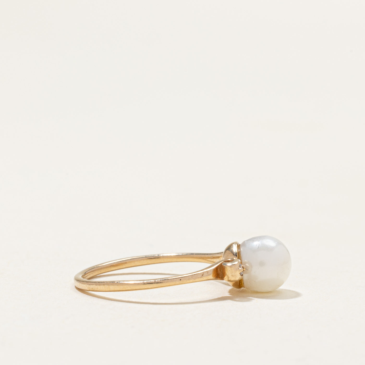 Pearl & Diamond Petite Ring | 0.02ctw | SZ 5