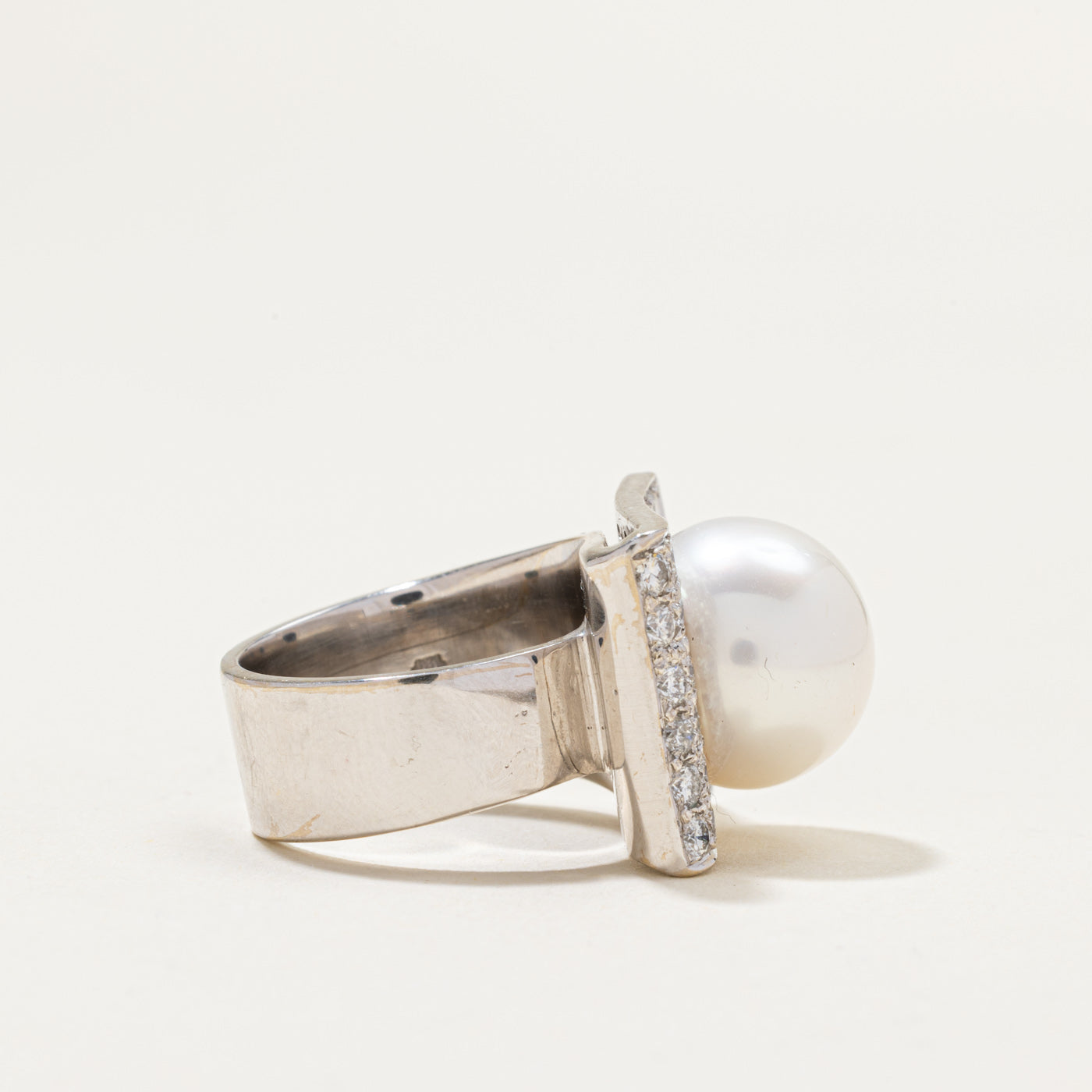 Pearl & Diamond Cocktail Ring | 0.98ctw | SZ 4.75