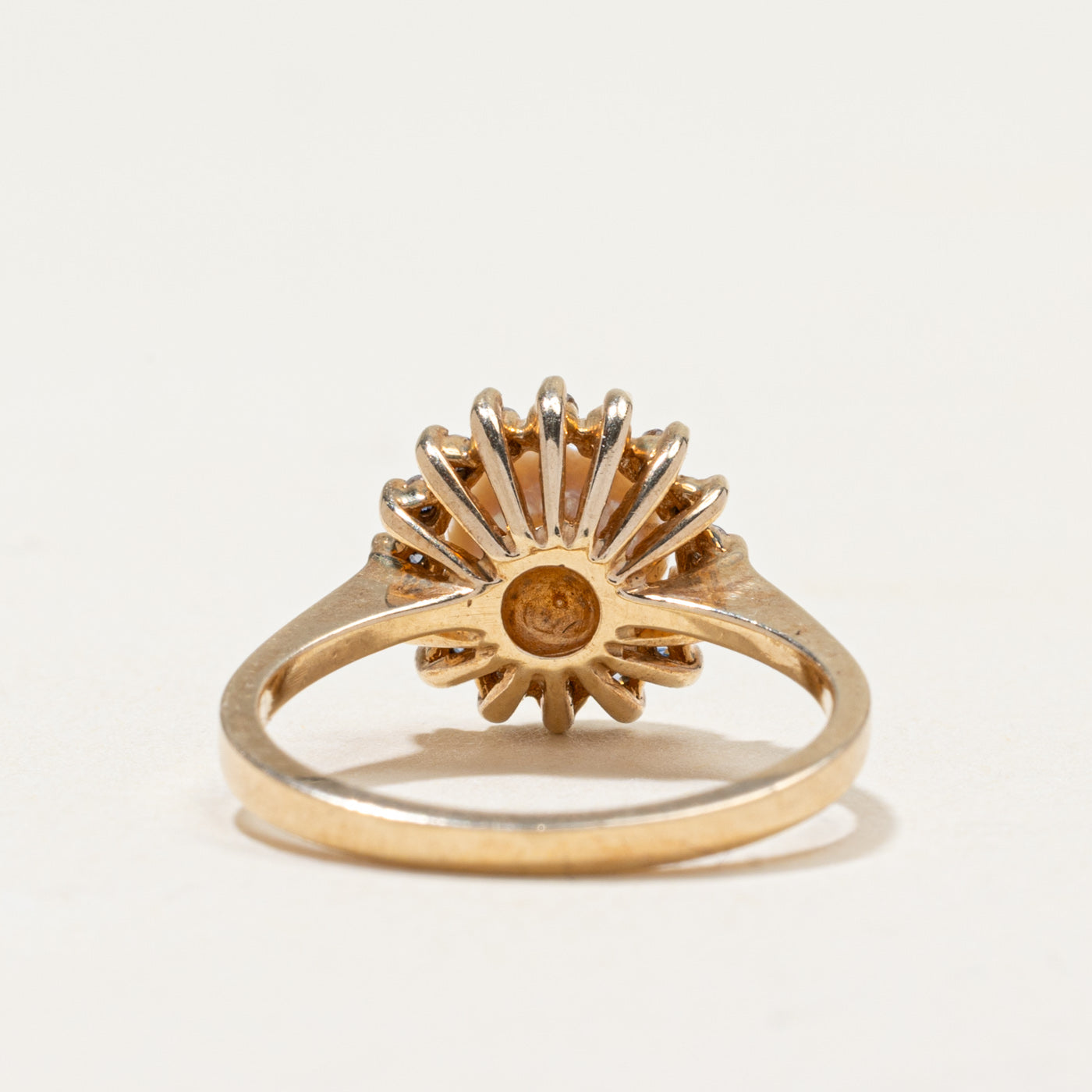 Pearl & Diamond Petal Ring | 0.24ctw | SZ 6.5