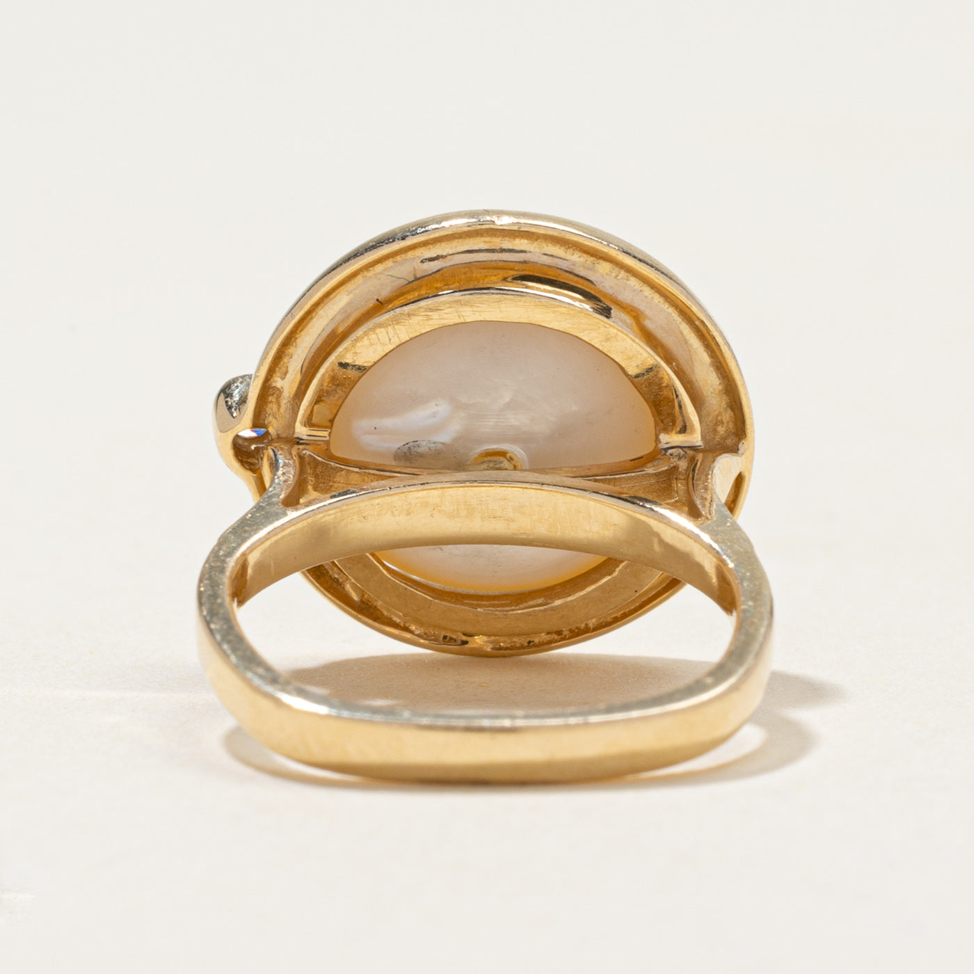 Mabe Pearl & Diamond Cocktail Ring | 0.03ct | SZ 4