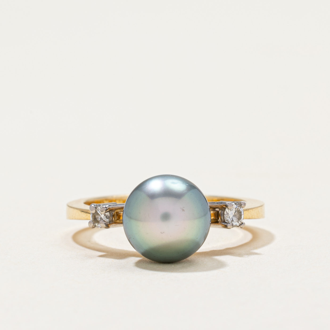 Blue Pearl & Diamond Accented Ring | 0.09ctw | SZ 5
