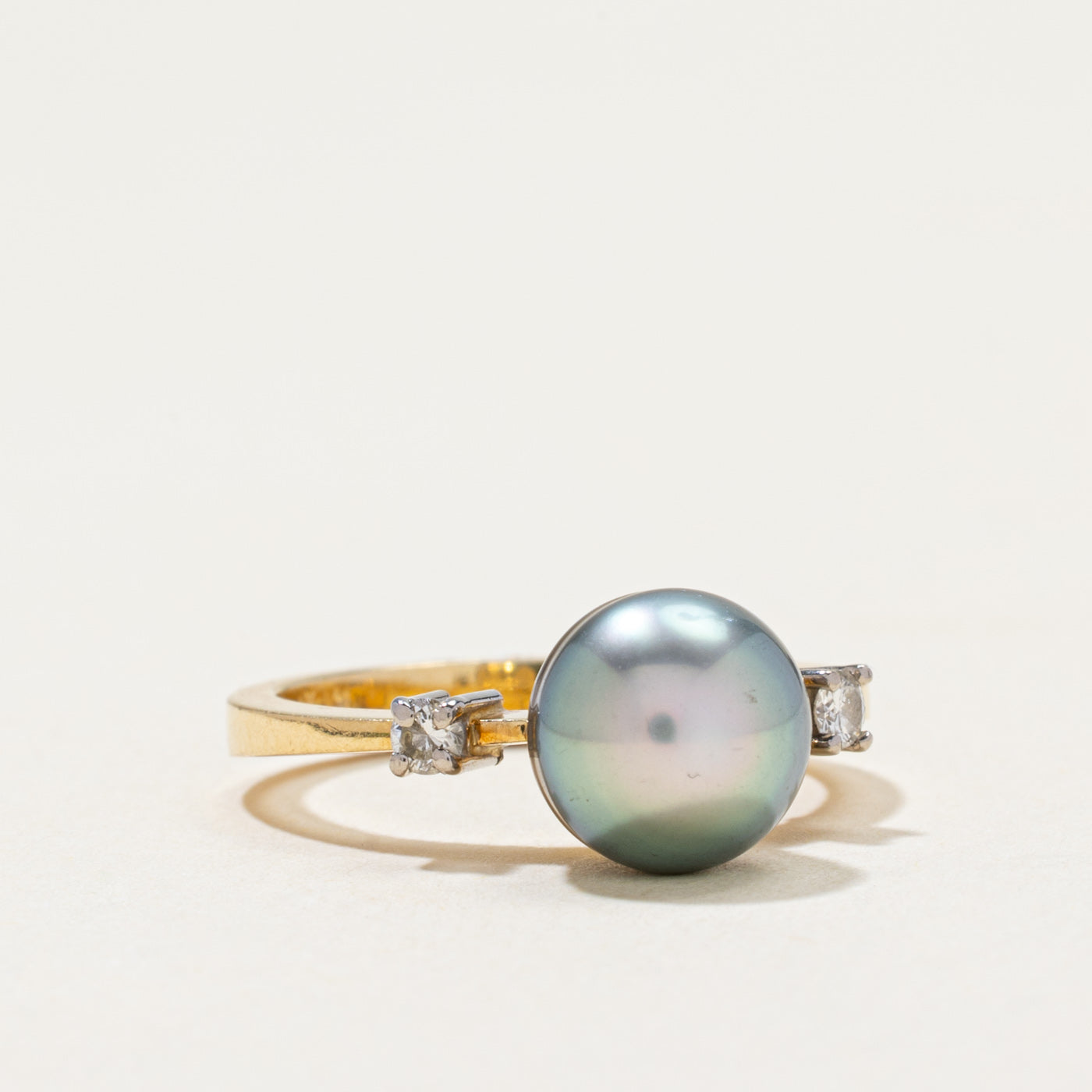Blue Pearl & Diamond Accented Ring | 0.09ctw | SZ 5