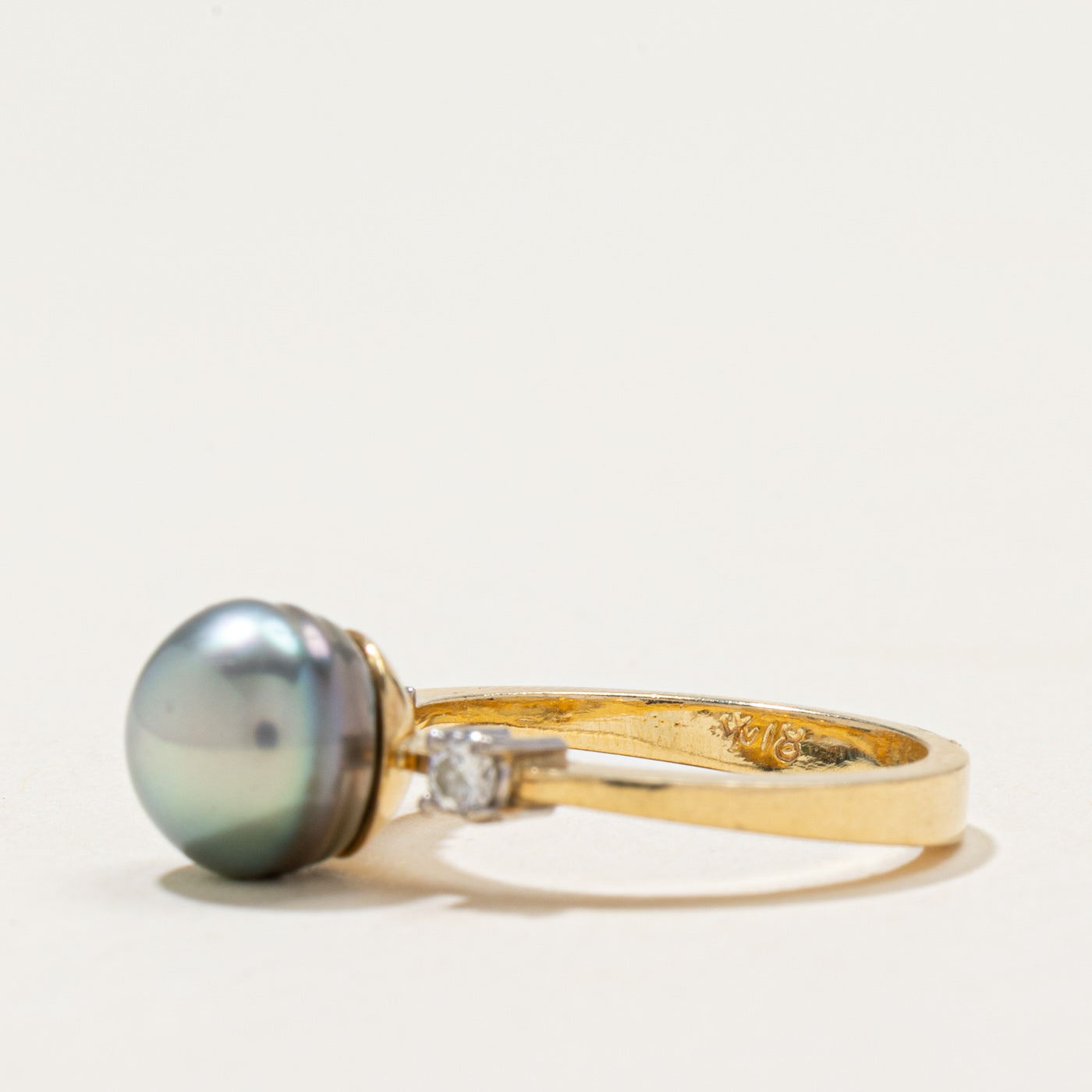 Blue Pearl & Diamond Accented Ring | 0.09ctw | SZ 5