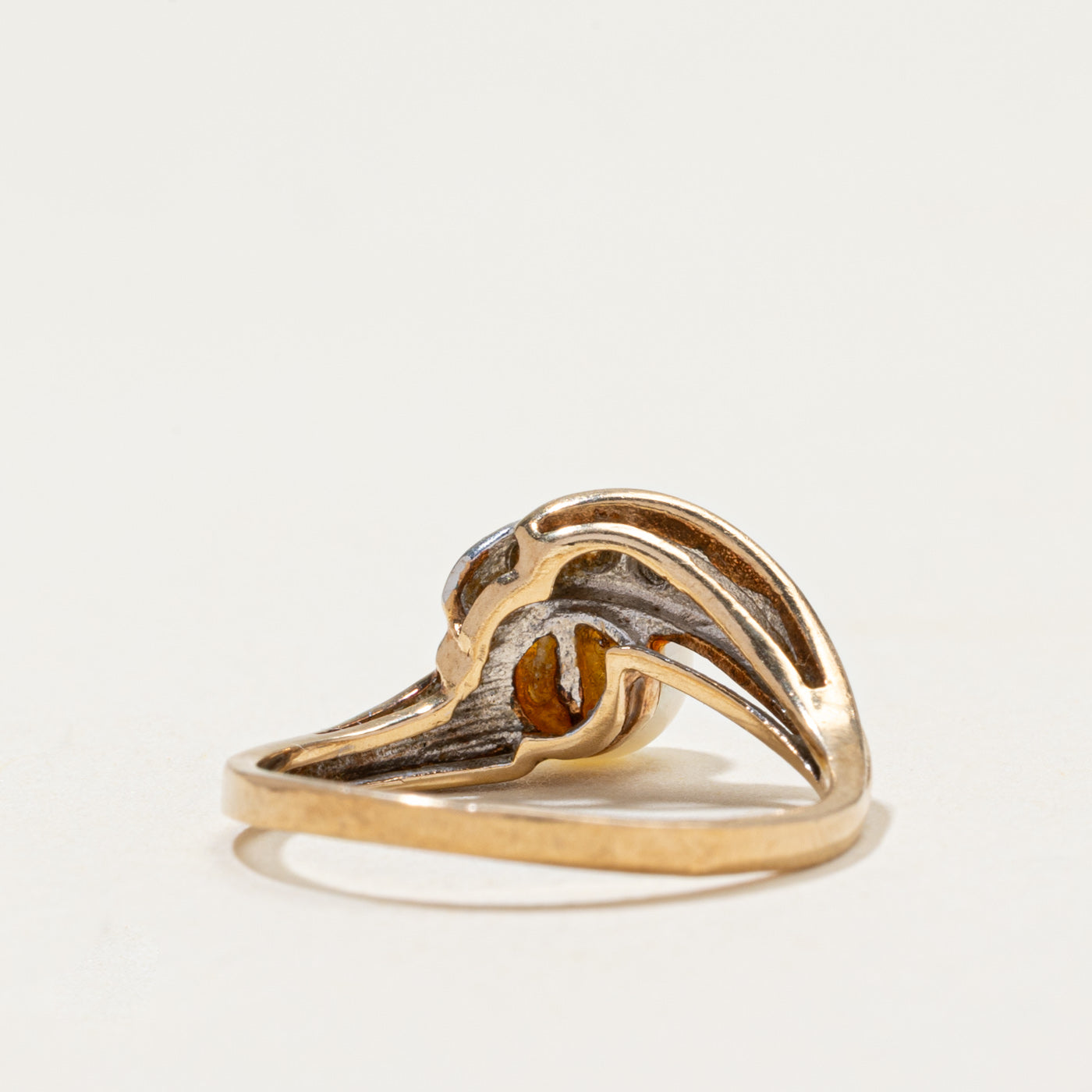 Pearl & Diamond Bypass Ring | 0.02ctw | SZ 6.5