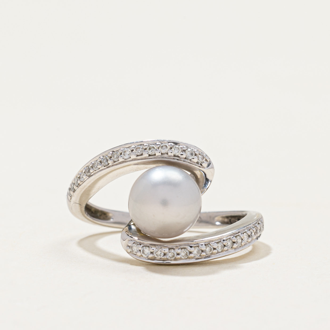 Pearl & Diamond Bypass Ring | 0.15ctw | SZ 4.25