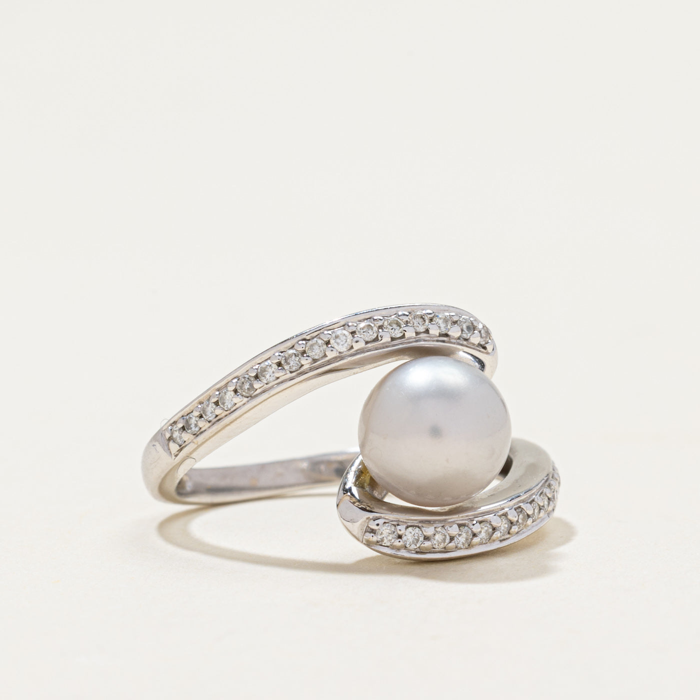 Pearl & Diamond Bypass Ring | 0.15ctw | SZ 4.25