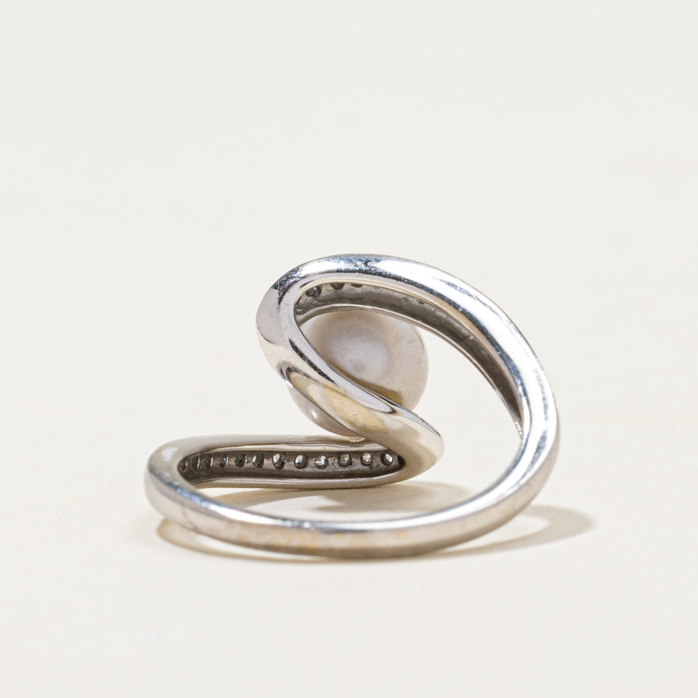 Pearl & Diamond Bypass Ring | 0.15ctw | SZ 4.25
