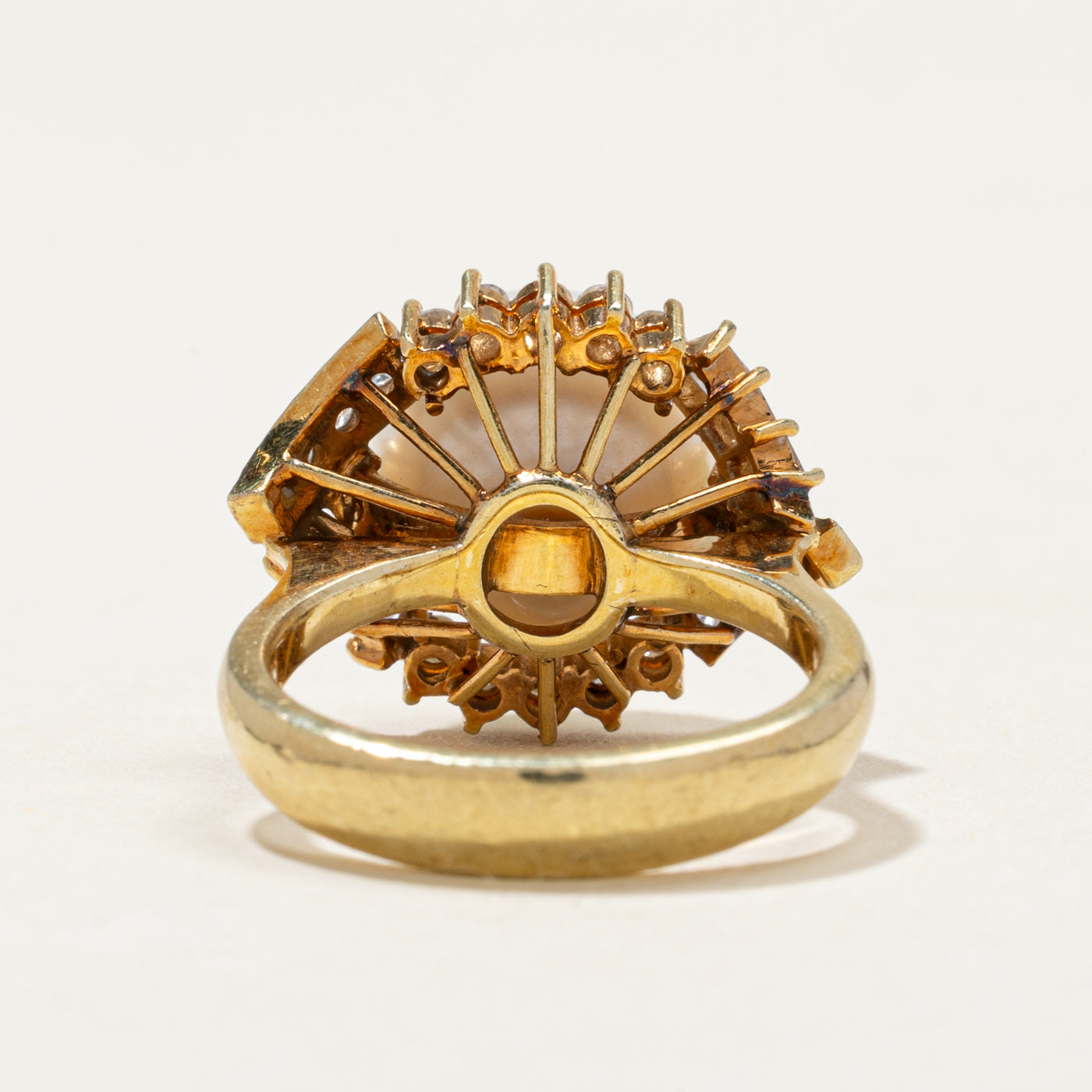 14k Pearl & Diamond Cocktail Ring | 0.78ctw | SZ 5.75