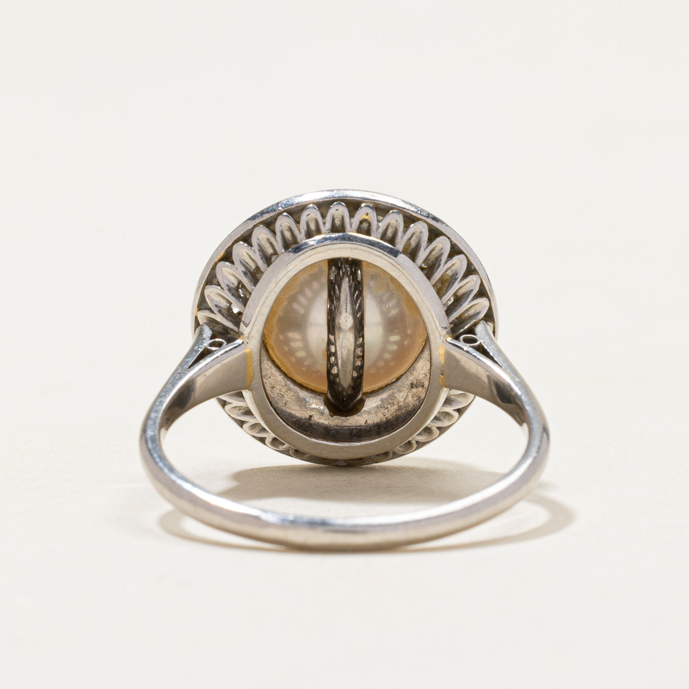 Platinum Pearl & Diamond Cocktail Ring | 0.36ctw | SZ 7.25