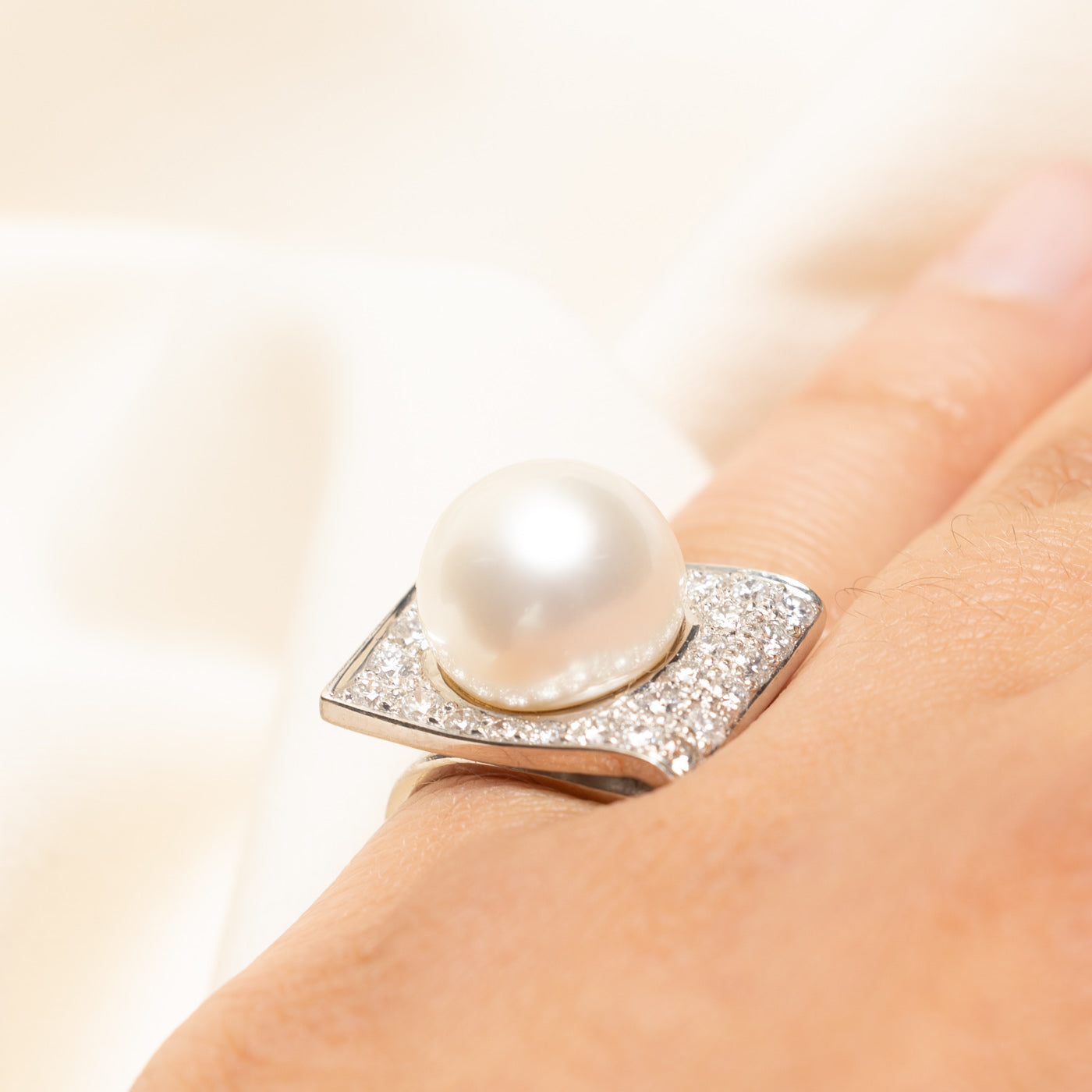 Pearl & Diamond Cocktail Ring | 0.98ctw | SZ 4.75