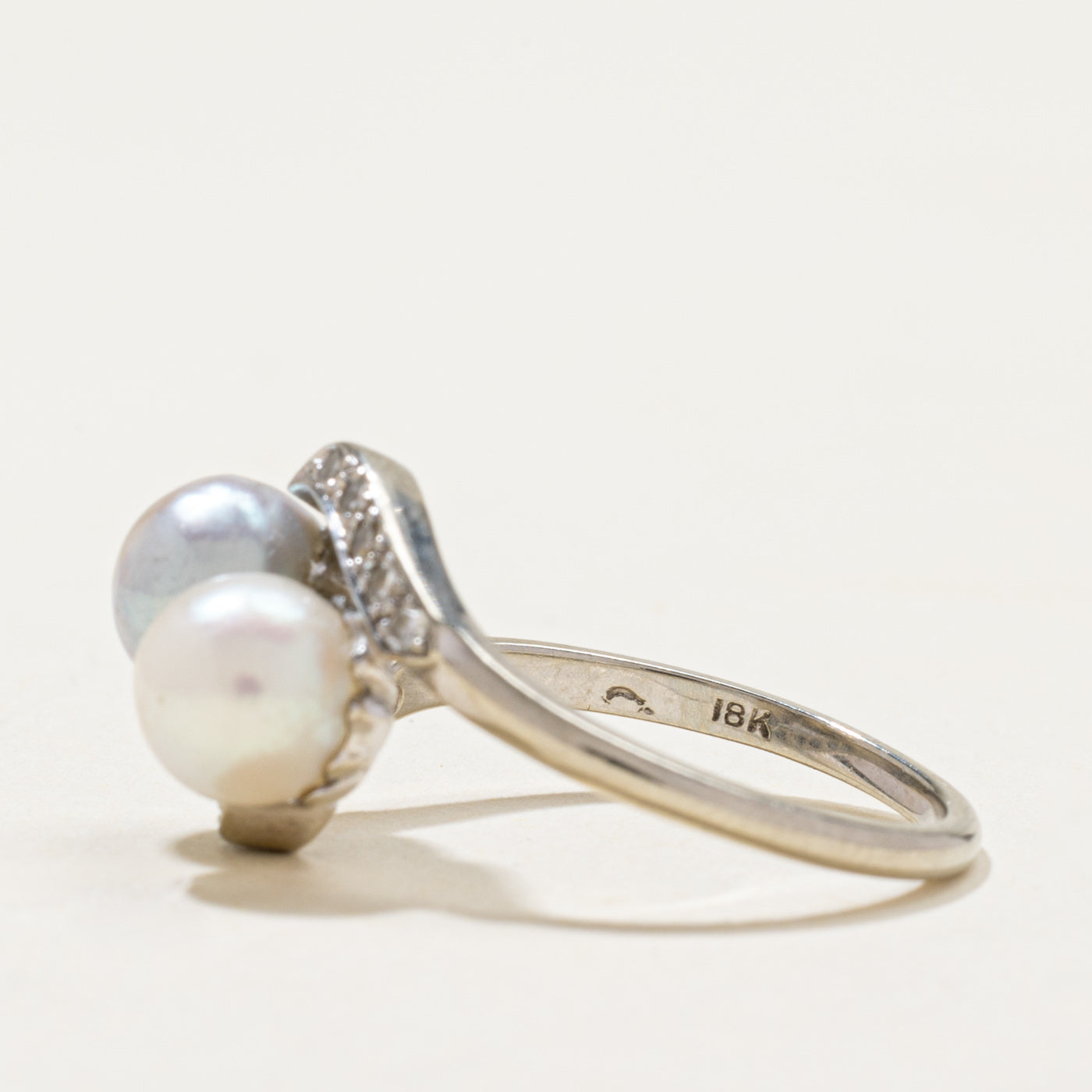 Toi et Moi Pearl & Diamond Ring | 0.10ctw | SZ 6.5