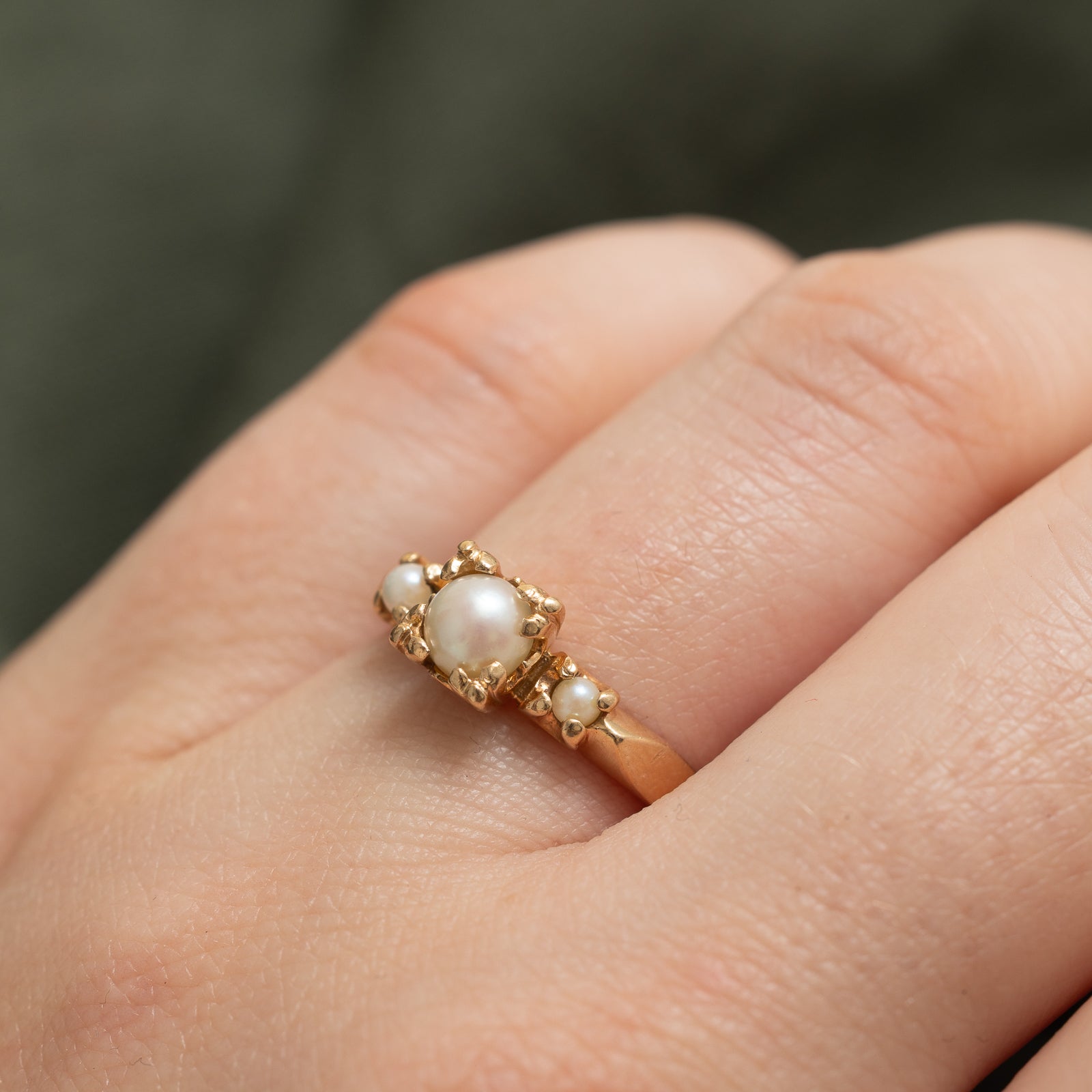 Three Stone Pearl Ring | SZ 6.25