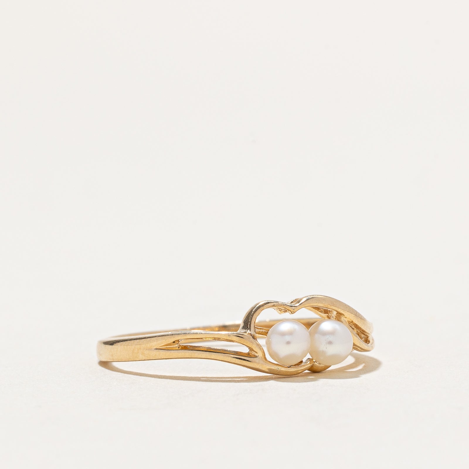 Two Stone Pearl Bypass Ring | SZ 7