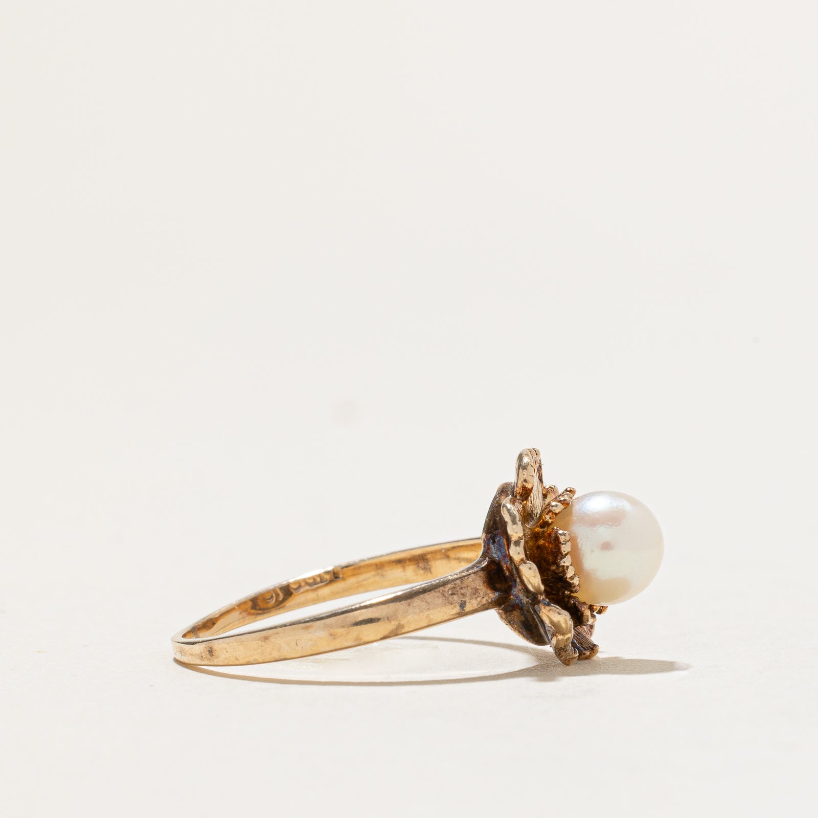 Solitaire Pearl Flower Ring | SZ 6.75