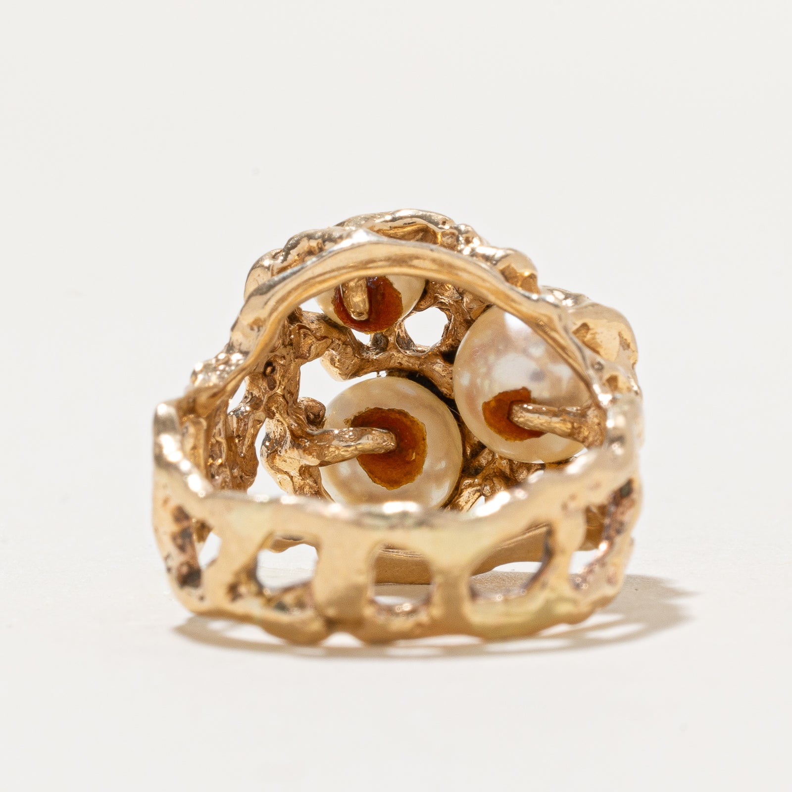 Three Stone Pearl Abstract Ring | SZ 6.25