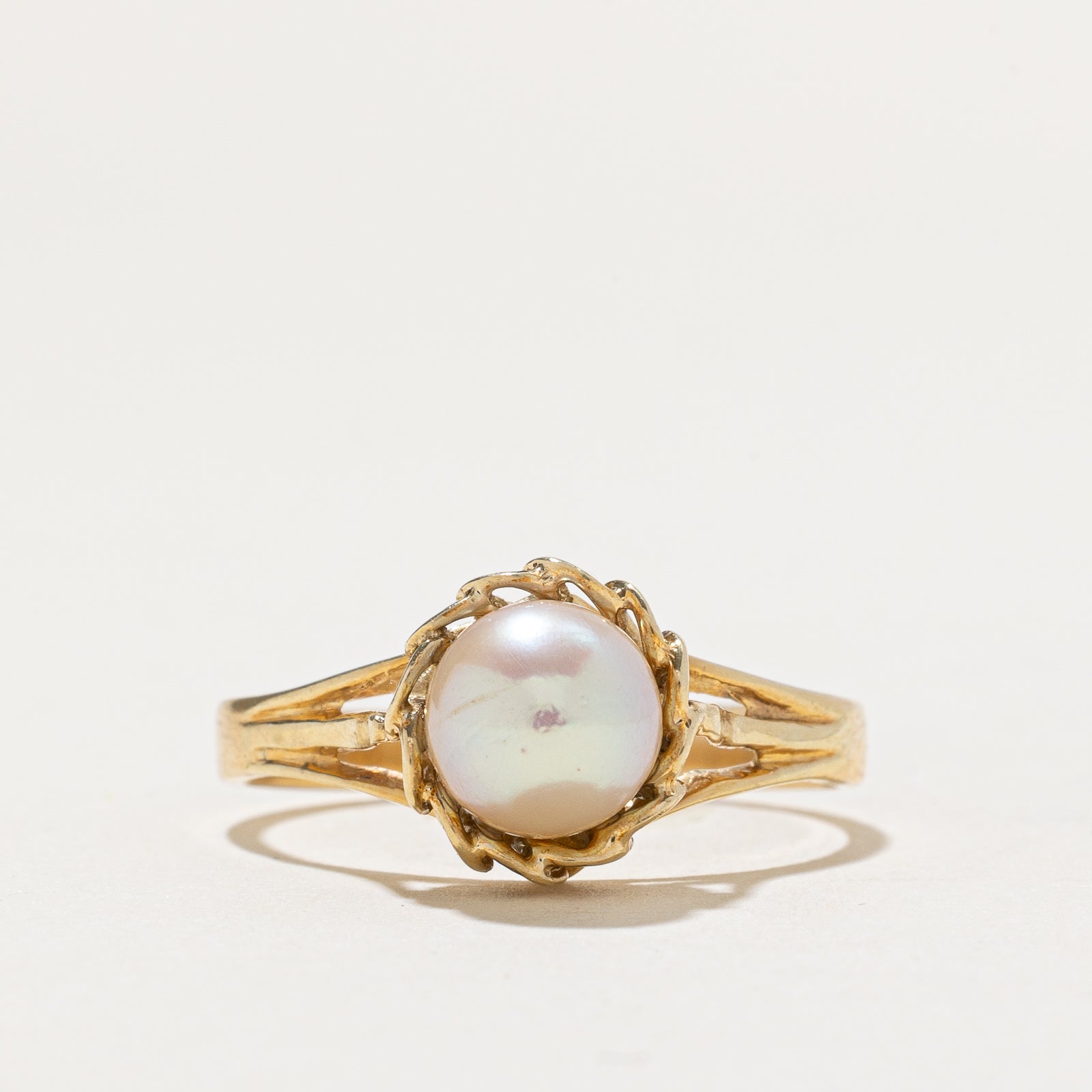Solitaire Pearl Tapered Ring | SZ 9