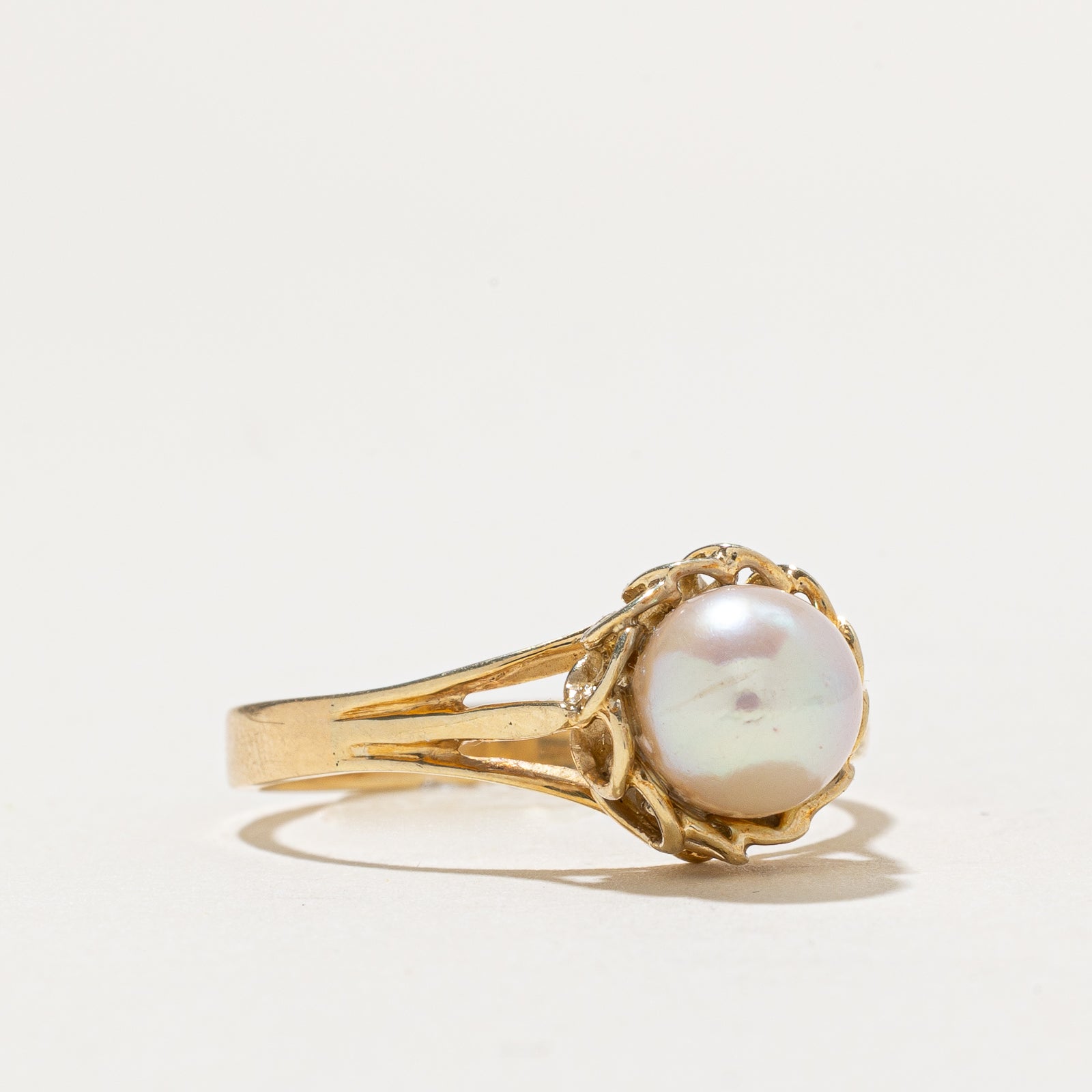 Solitaire Pearl Tapered Ring | SZ 9
