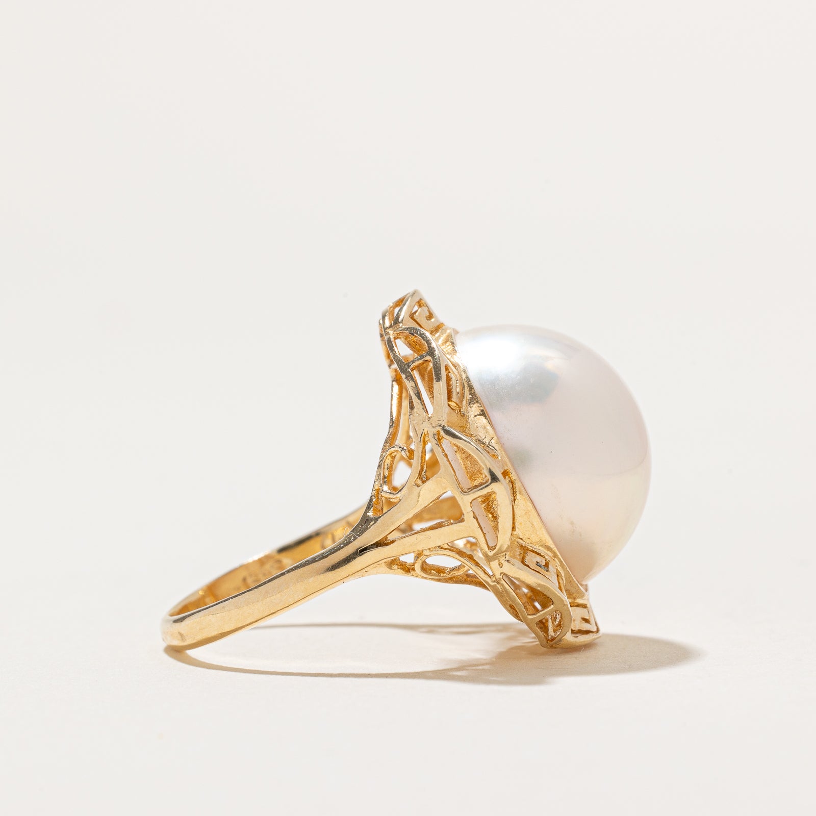 Solitaire Pearl Cocktail Ring | SZ 7.25