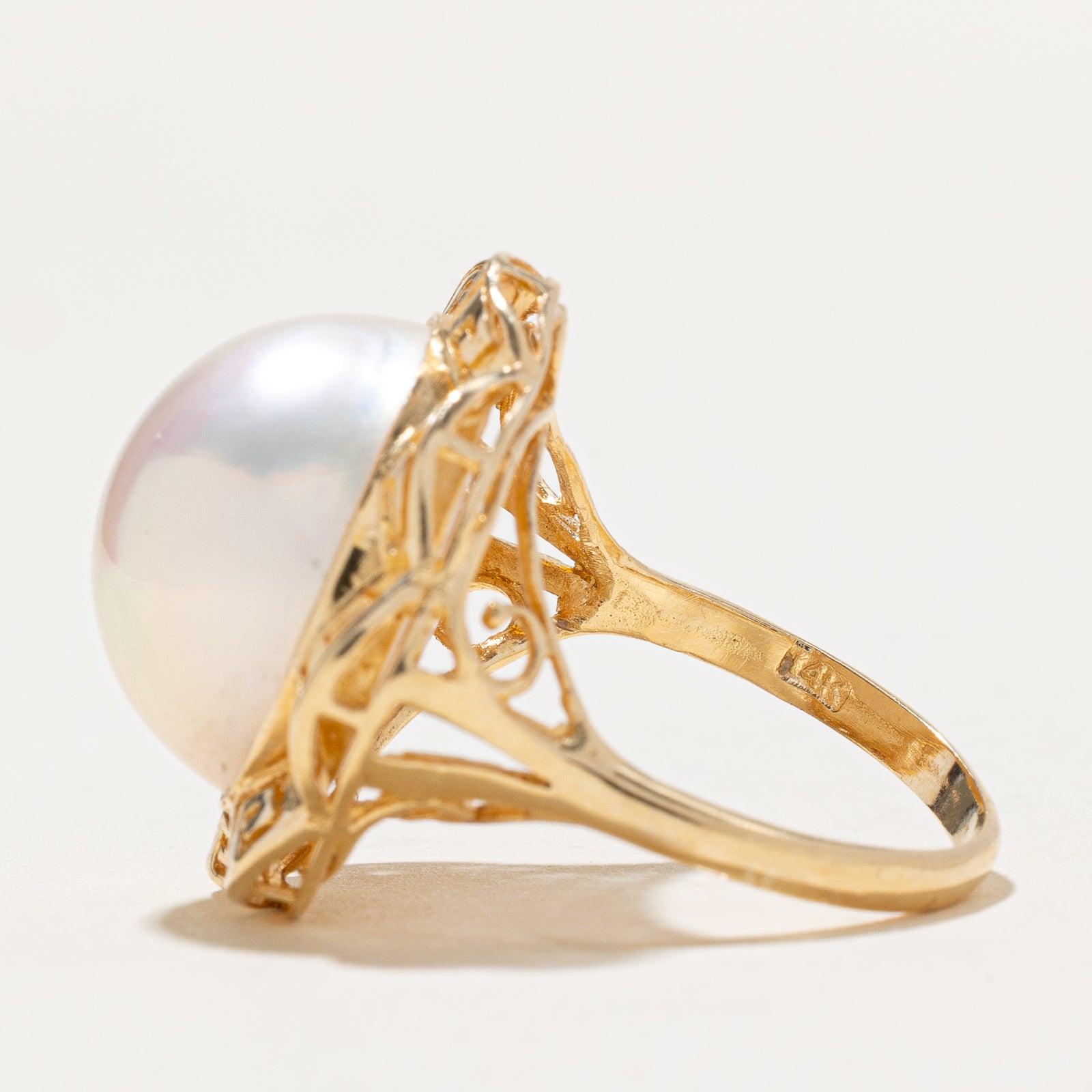Solitaire Pearl Cocktail Ring | SZ 7.25